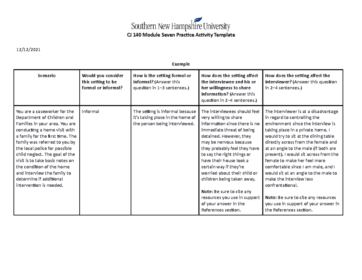 CJ 140 Module 7 Practice Activity - CJ 140 Module Seven Practice ...