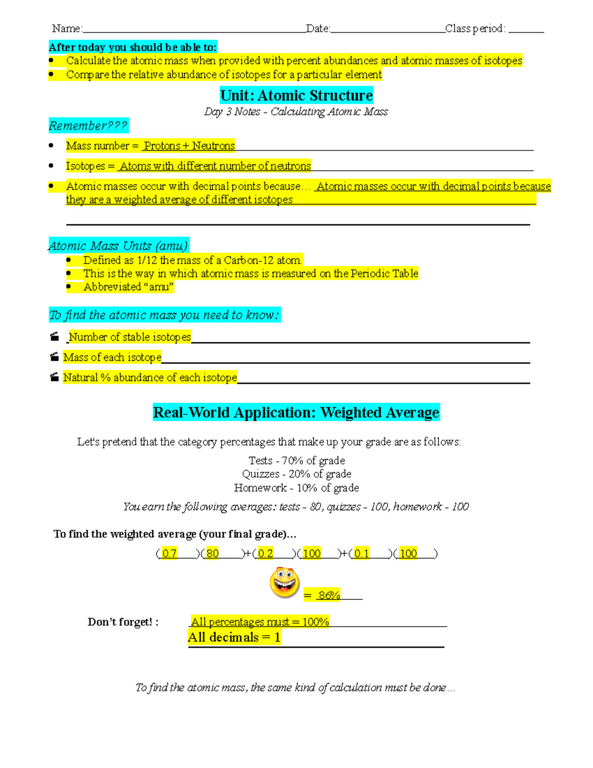 U2S3+-+Guided Notes-Calculating Atomic Mass - Name: Date: Class period: After today you should be - Studocu u2s3-guided-notes-calculating-atomic-mass-name-date-class-period-after-today-you-should-be-studocu