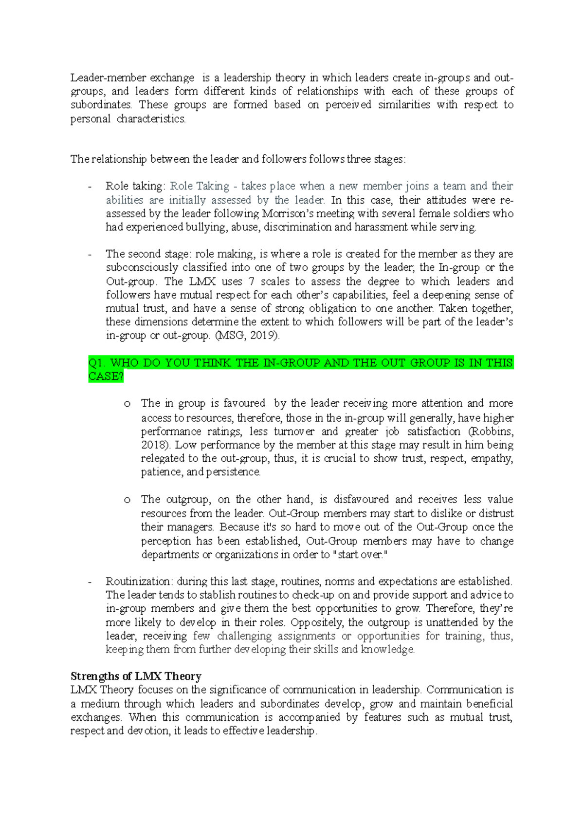 Speech 2 Top Down Leadership Presentation Leader Member Exchange Is A Leadership Theory In Studocu