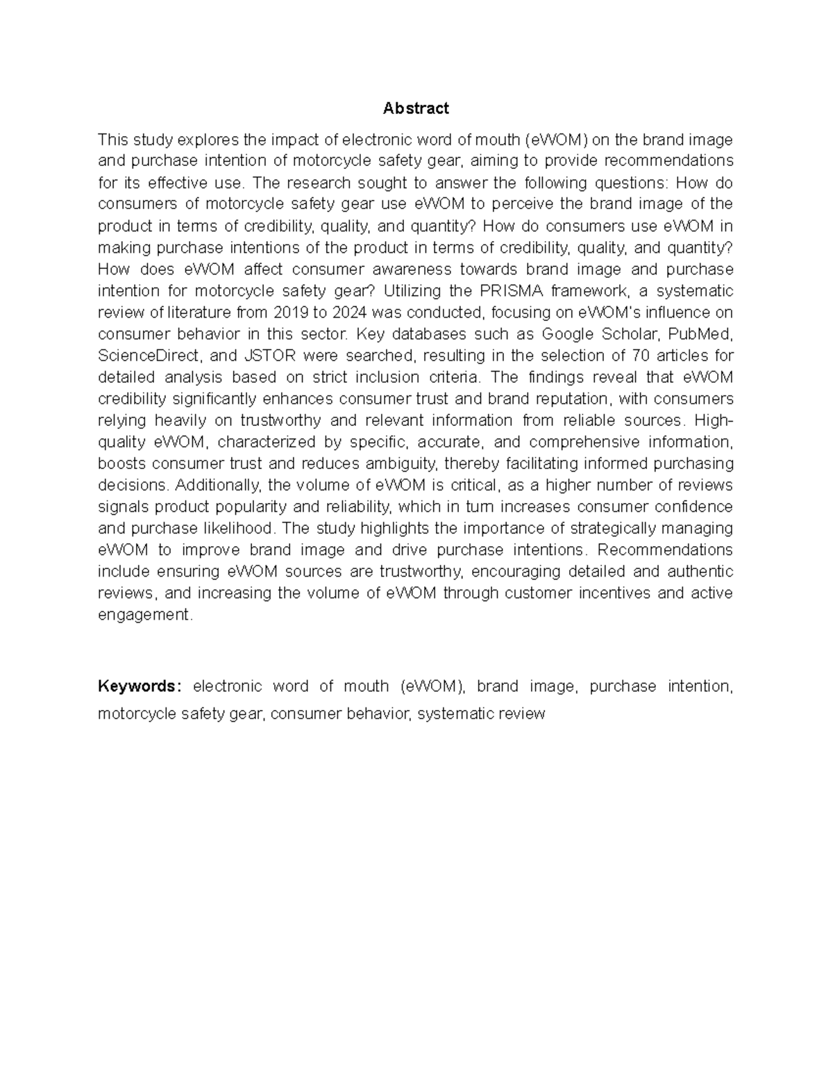 Abstract, Theoretical basis, Methodology, R&D, Conclusions ...