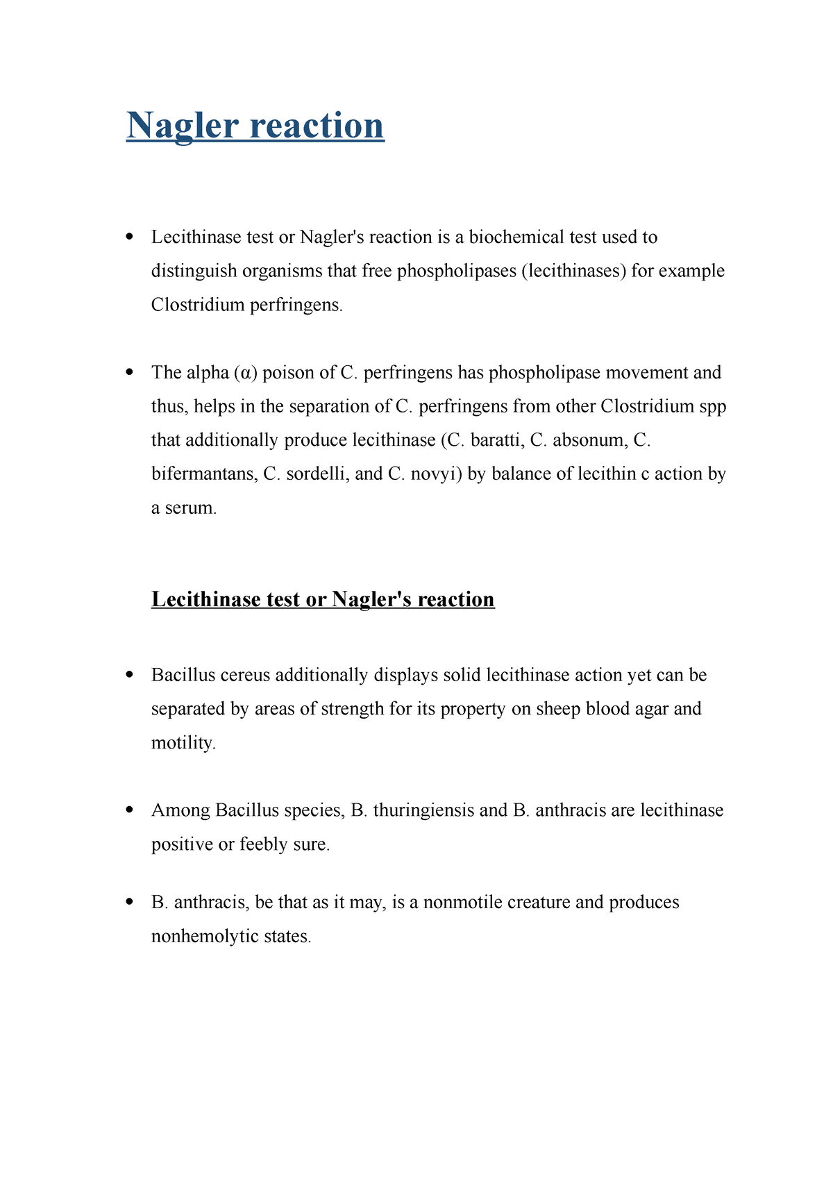 Nagler reaction useful lecture notes Nagler reaction Lecithinase