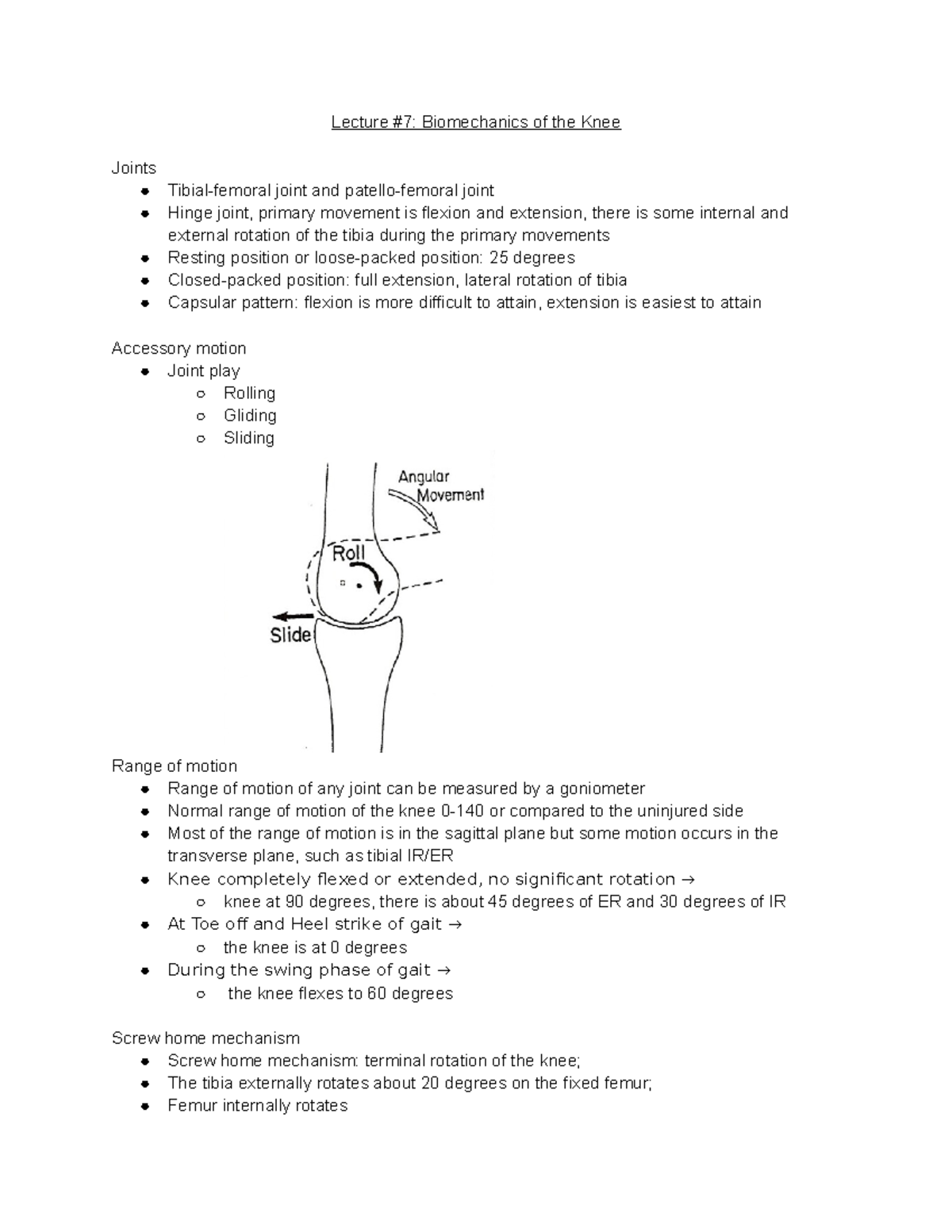 Biomechanics: Knee - Lecture #7: Biomechanics of the Knee Joints Tibial ...