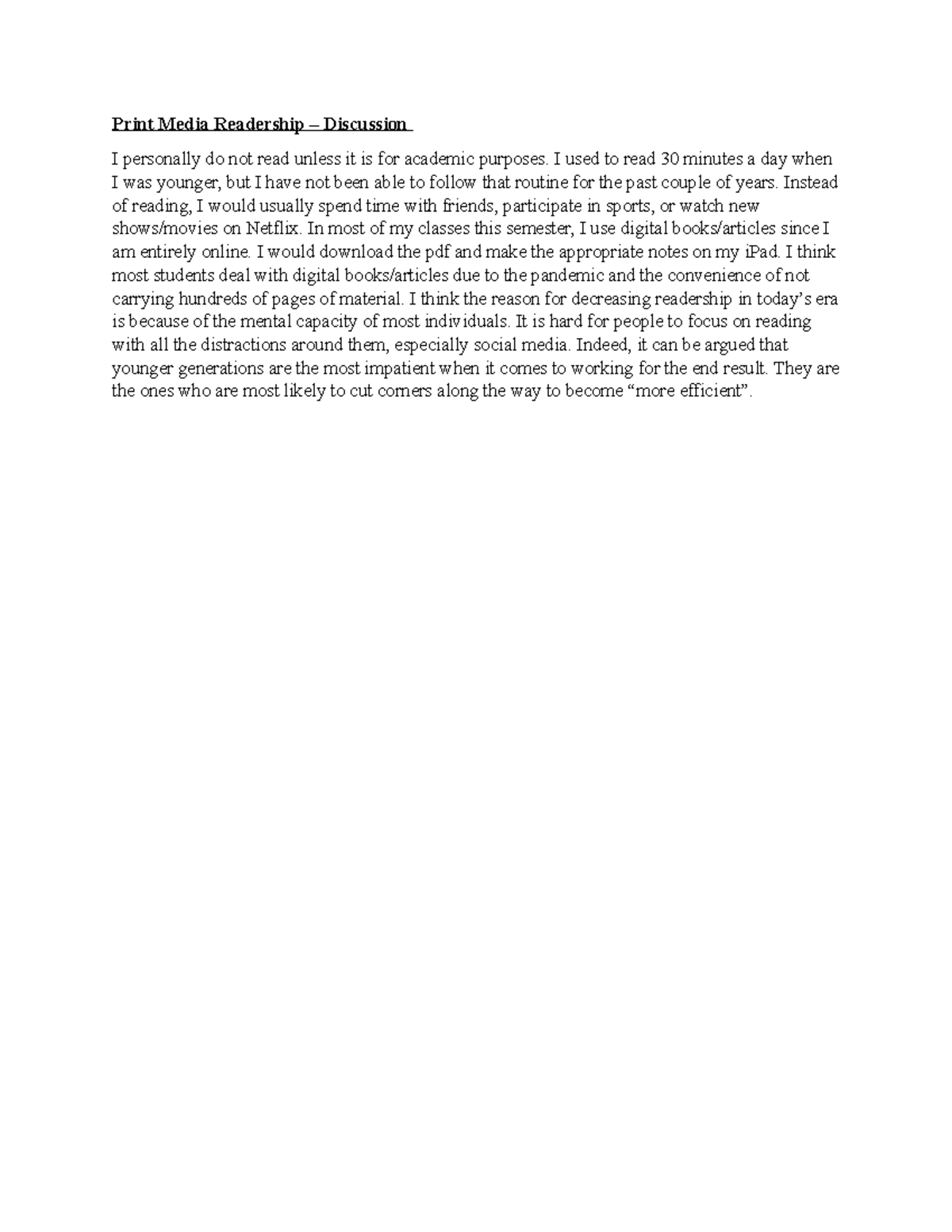 Print Media Readership – Discussion - Print Media Readership ...