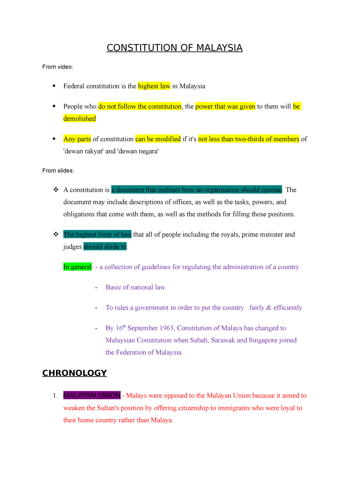 Constitution OF Malaysia - CONSTITUTION OF MALAYSIA From Video: Federal ...