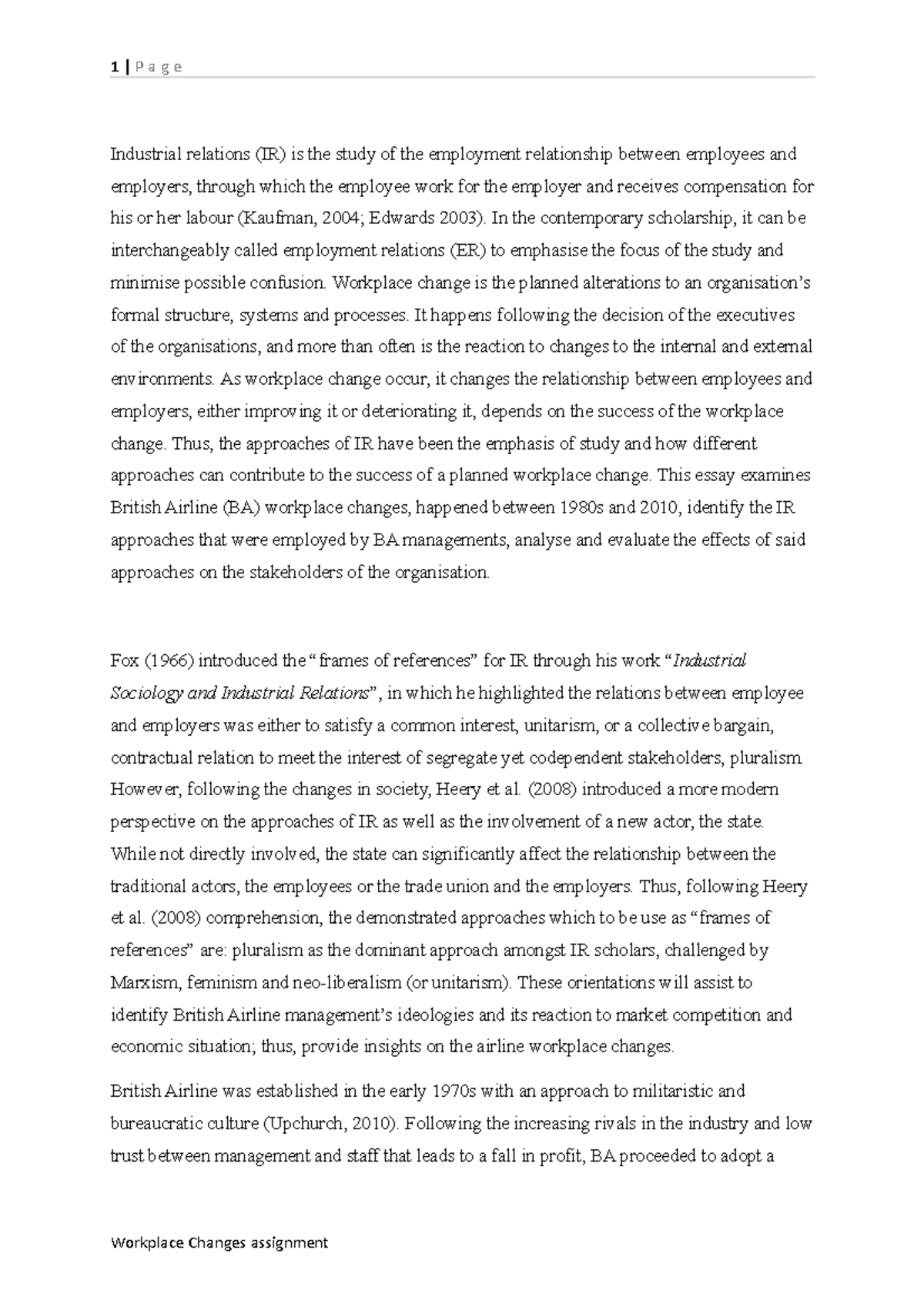 IR-assignment-1 - fhweufhewf - Industrial relations (IR) is the study ...