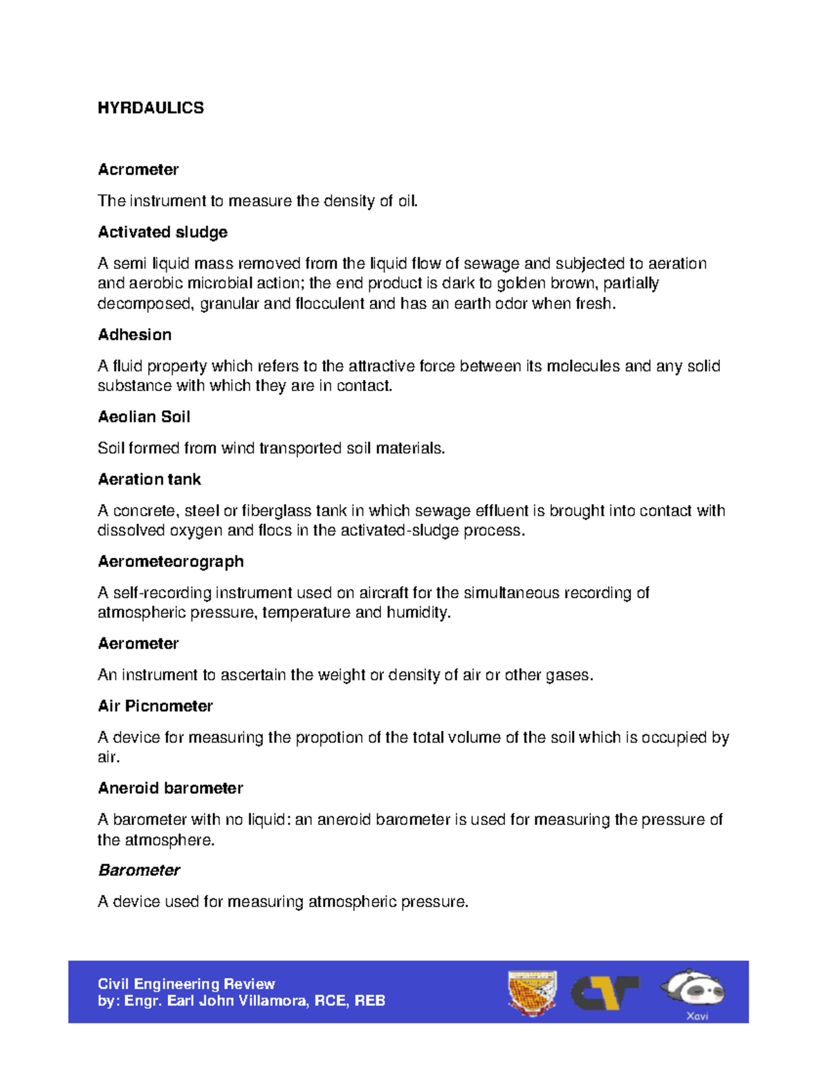 Hydraulics Terms for Civil Engineering Civil Engineering Review