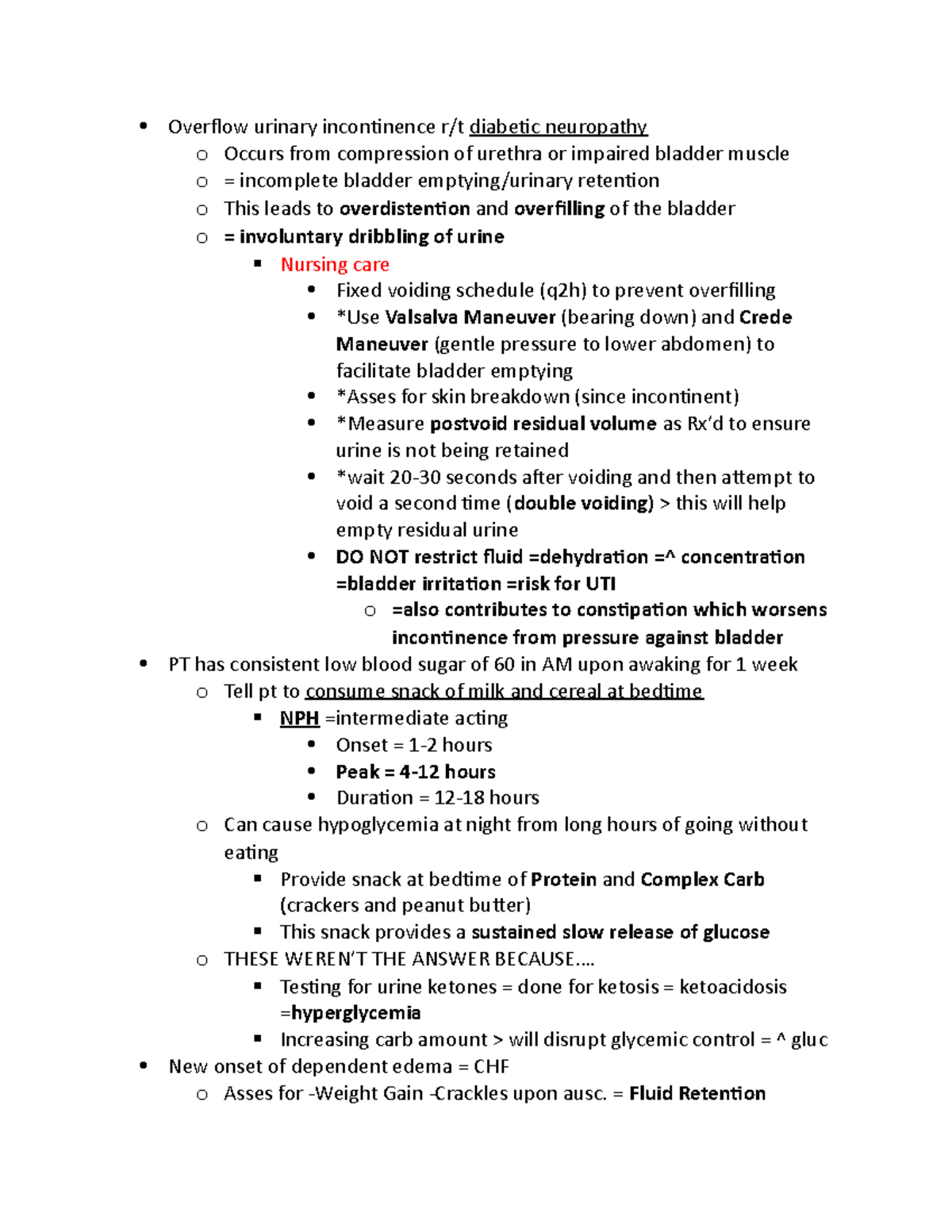 Adult Health UWorld rationale notes Overflow urinary incontinence