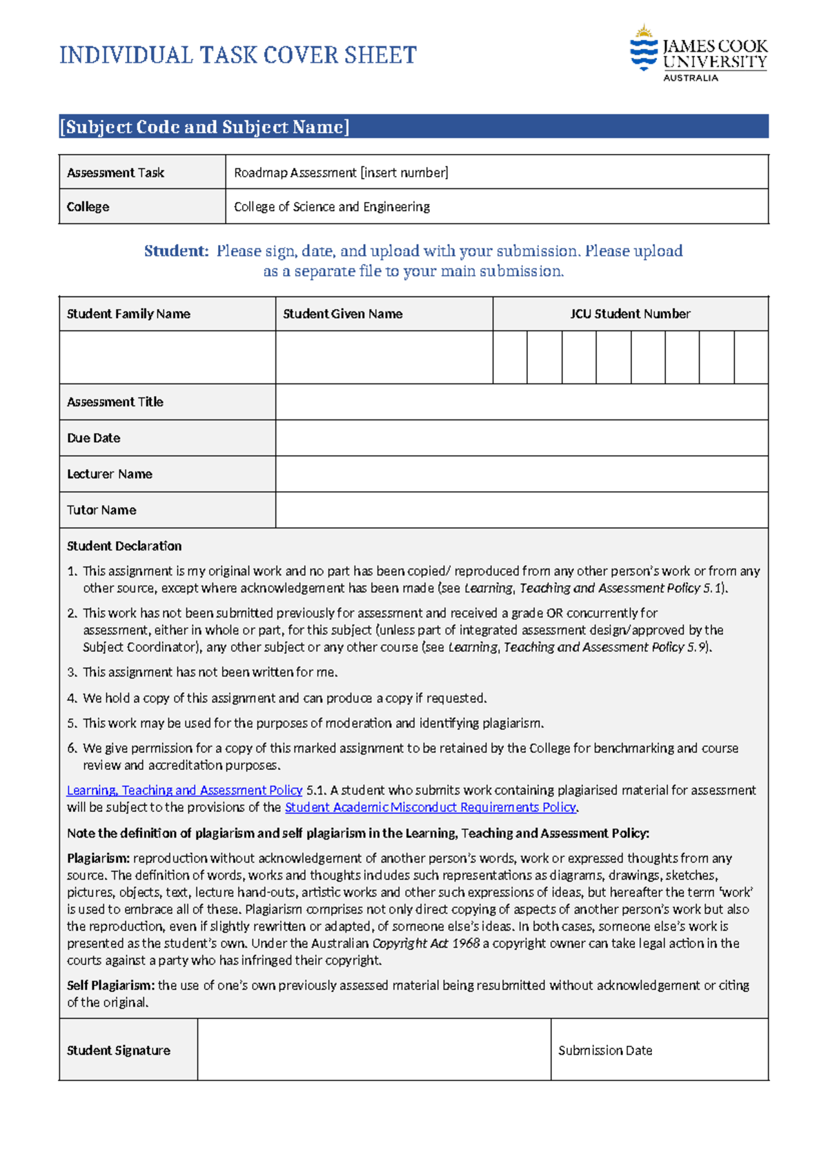 Individual task cover sheet(1) - INDIVIDUAL TASK COVER SHEET [Subject ...