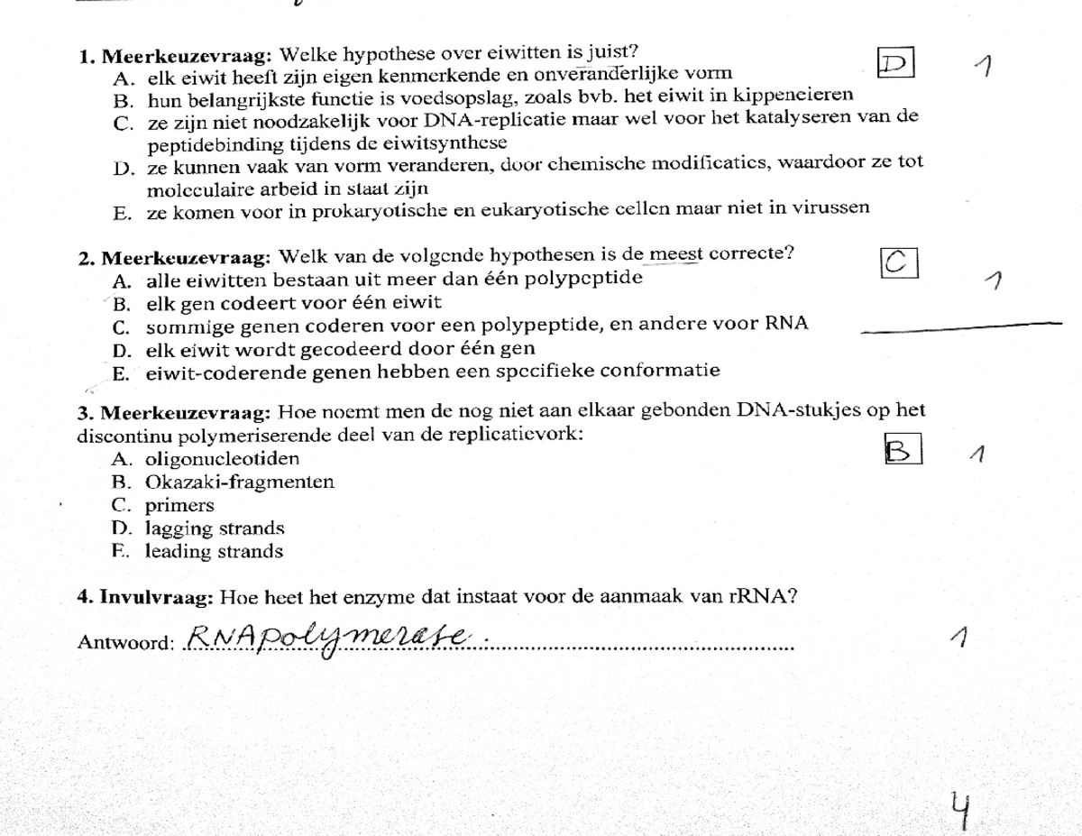 Tentamen 16 Januari 2018, vragen en antwoorden - Biologie - Studocu