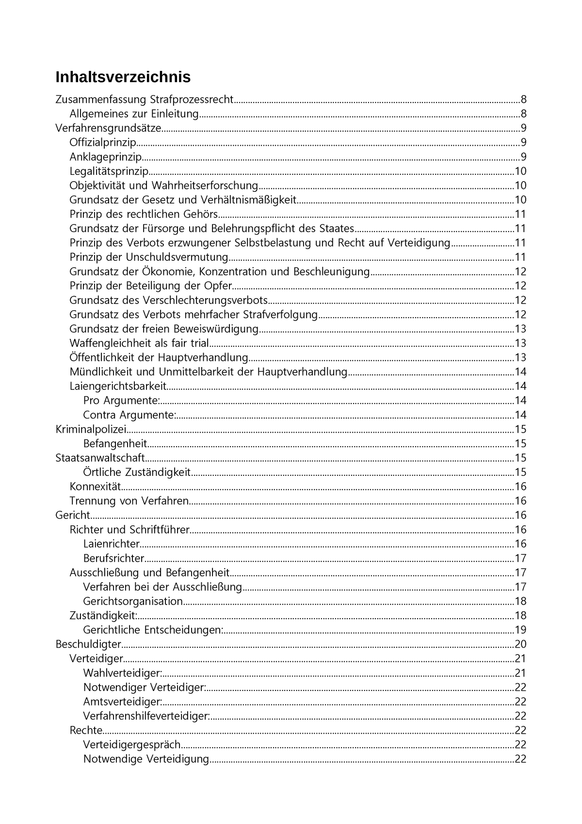 Zusammenfassung StPO - Inhaltsverzeichnis Zusammenfassung - Studocu