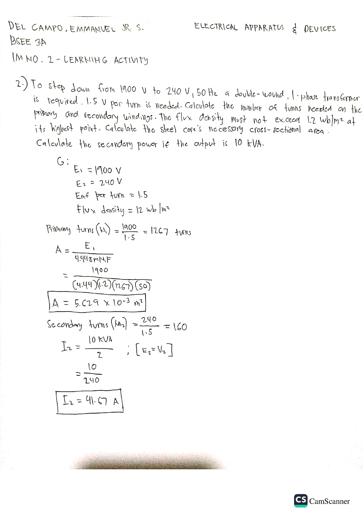 Activity 2 - Electrical Apparatus - BS Electrical Engineering - Studocu