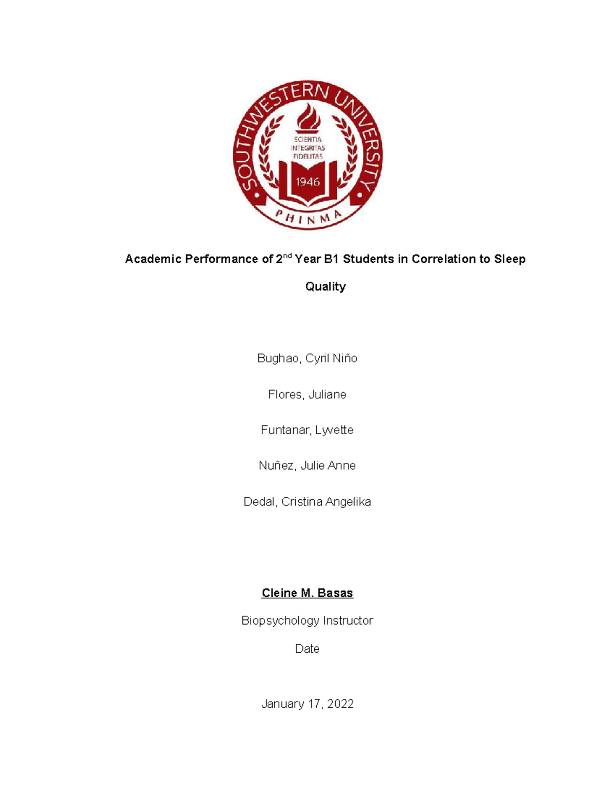 Final Research Paper - The effect of sleep deprivation to students ...