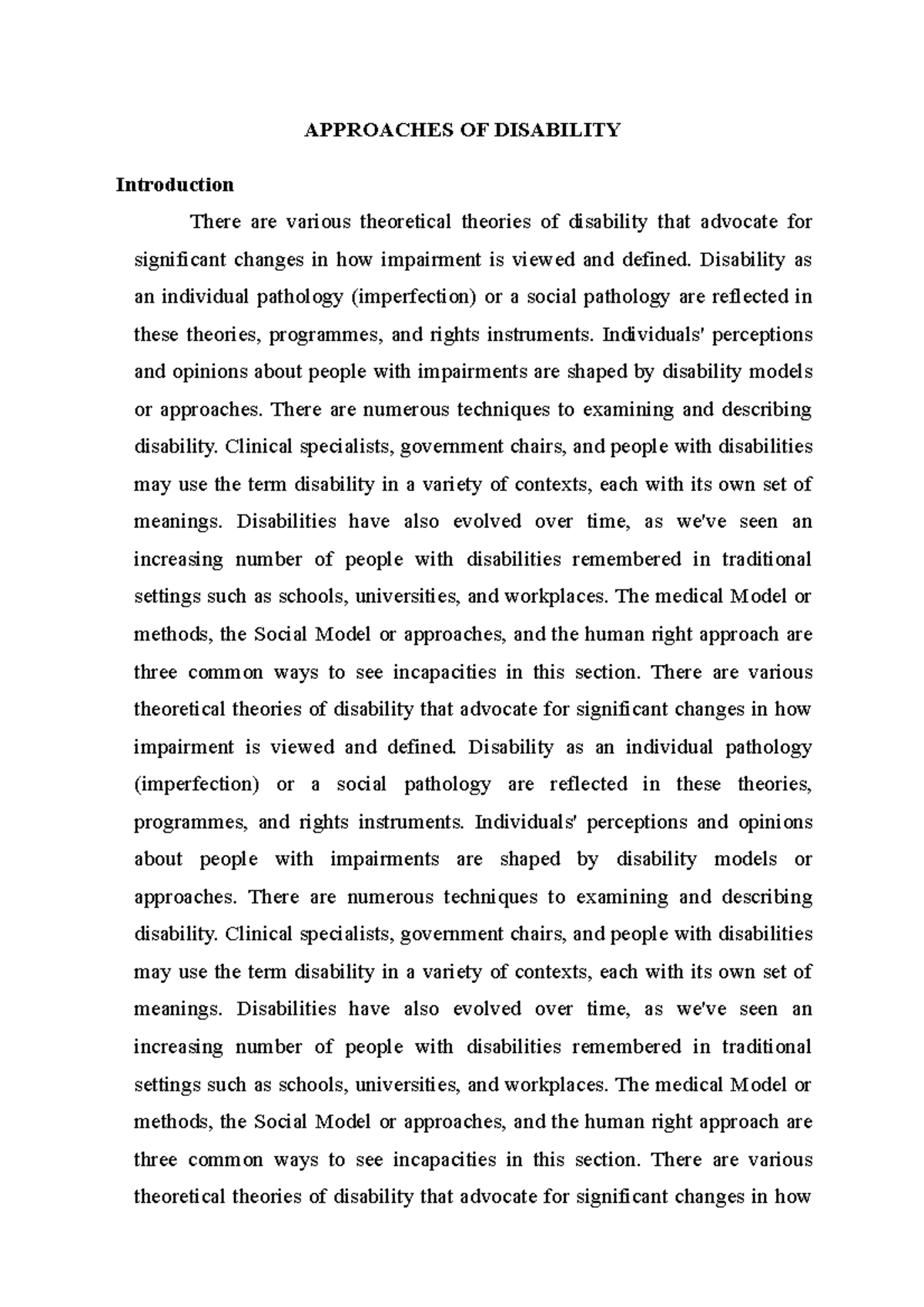 case study of an individual with disability