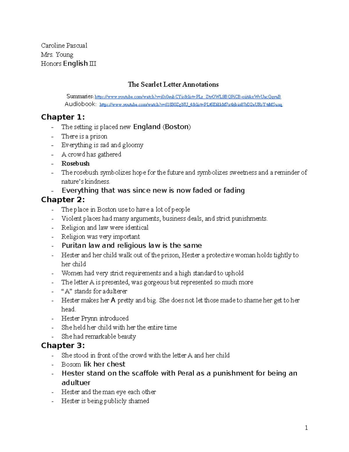 The Scarlet Letter Annotations - Caroline Pascual Mrs. Young Honors ...