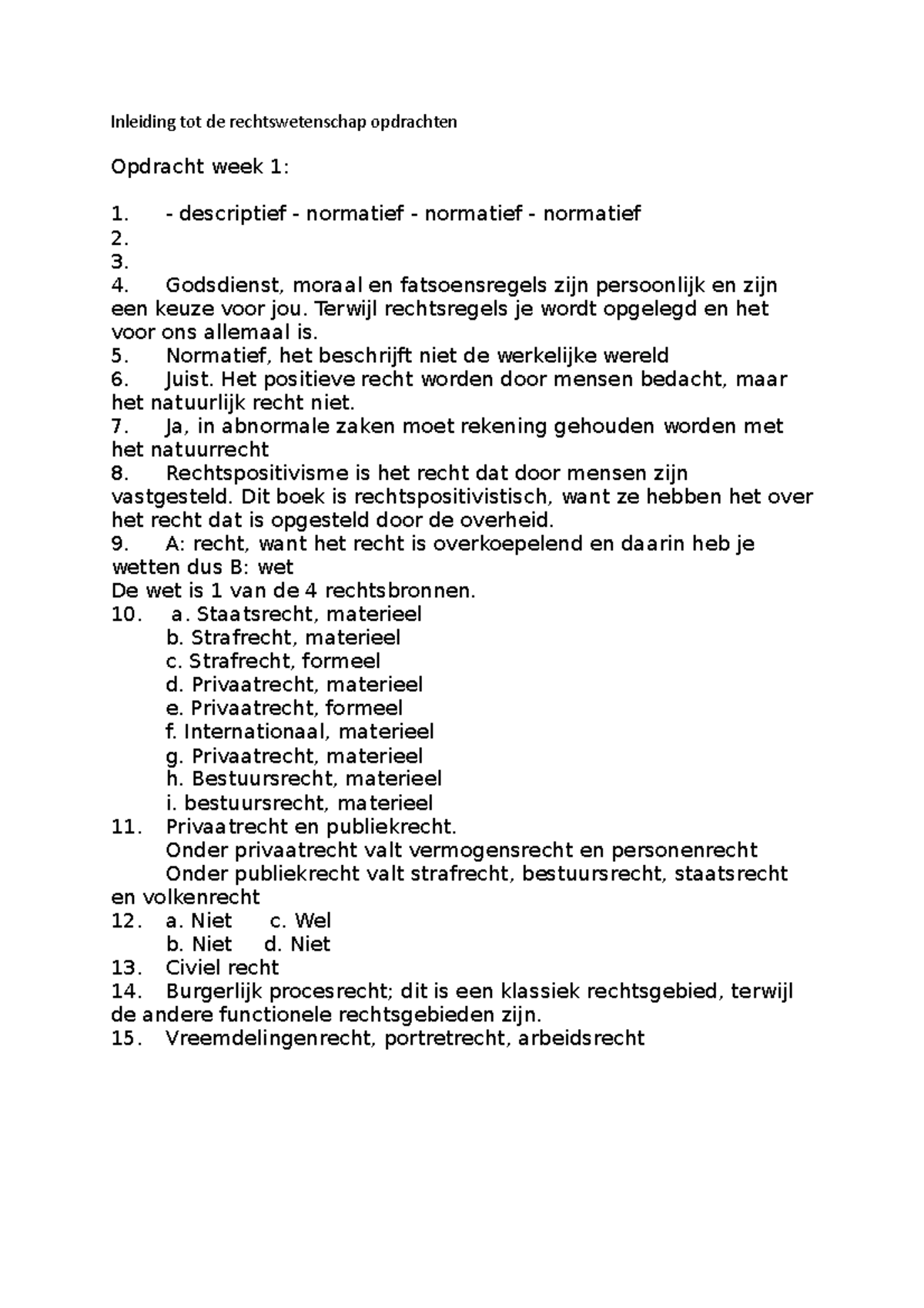 Inleiding Tot De Rechtswetenschap Opdrachten - Descriptief - Normatief ...