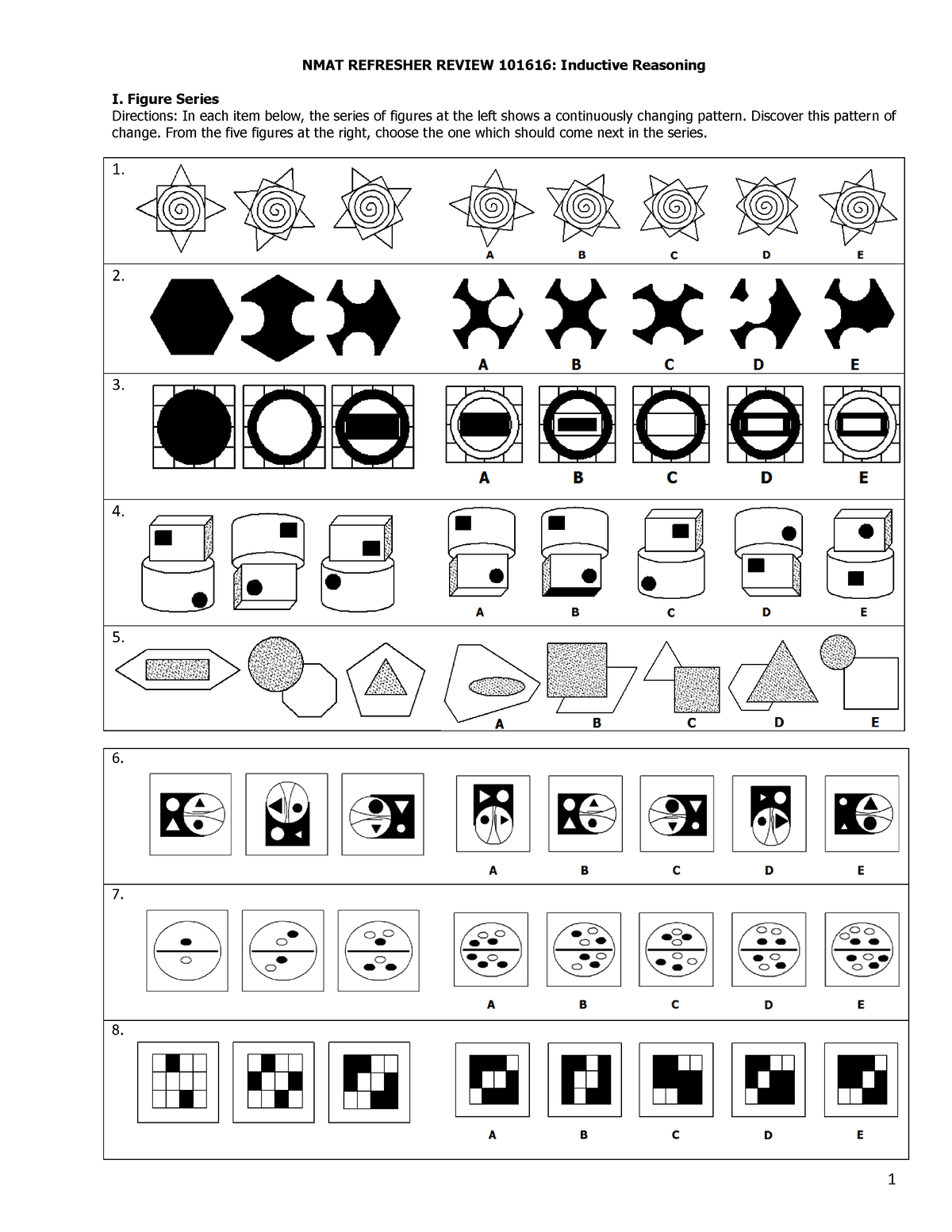 Pdfcoffee - NMAT Reviewer - NMAT REFRESHER REVIEW 101616: Inductive ...
