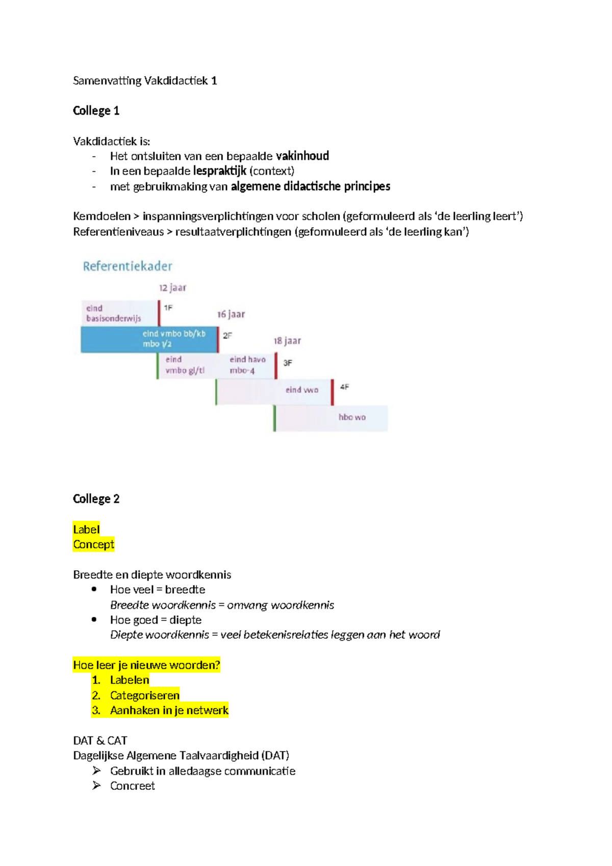 Samenvatting Vakdidactiek 1 - Labelen 2. Categoriseren 3. Aanhaken in ...