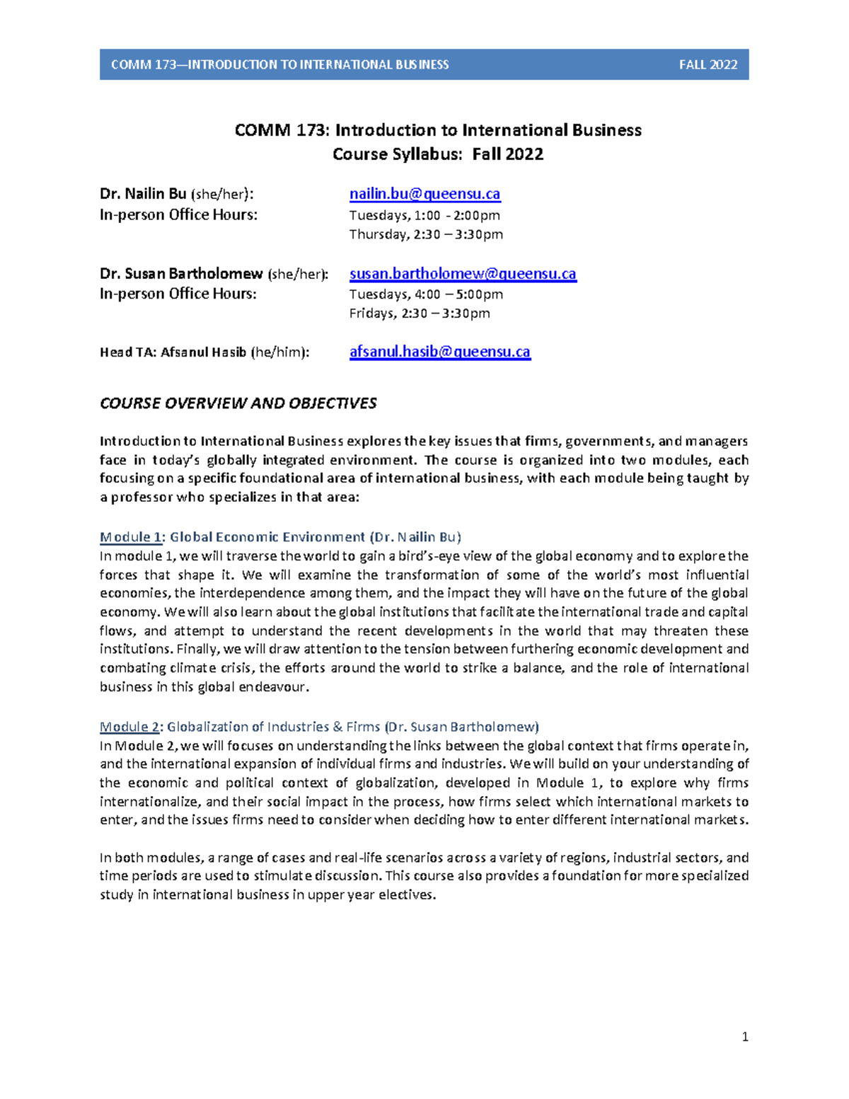 Comm 173 Fall 2022 Syllabus - COMM 173: Introduction to International ...