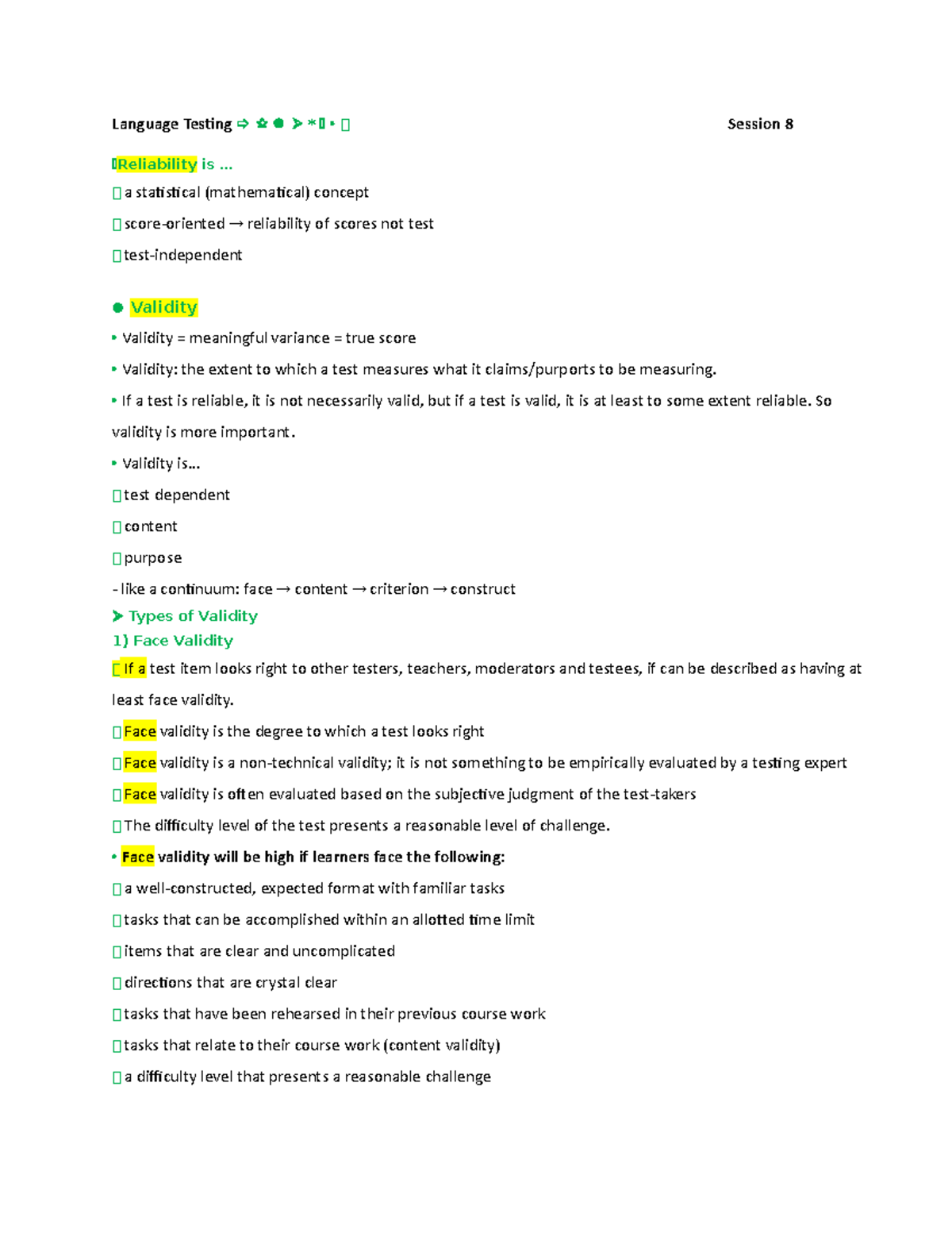 Testing. Validity - Language Testing * ￮ Session 8 Reliability is ...