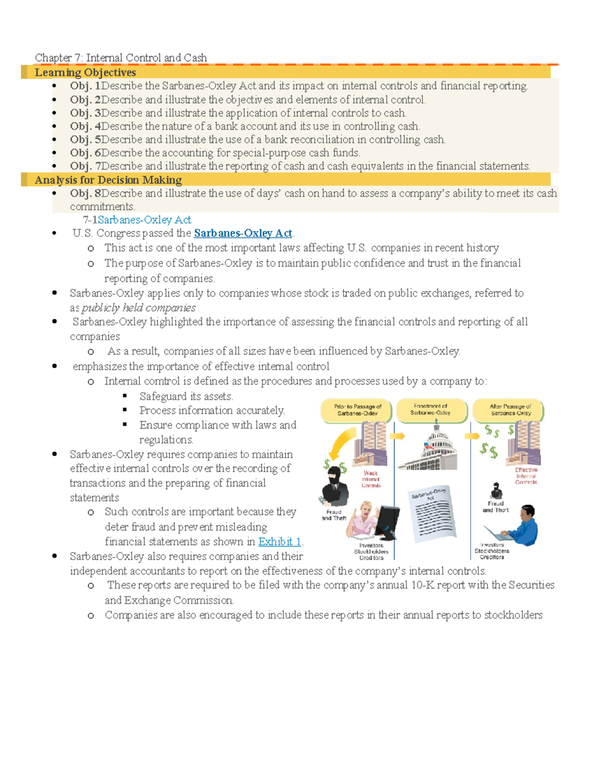 Chapter 7 - Chapter 7: Internal Control and Cash Learning Objectives ...