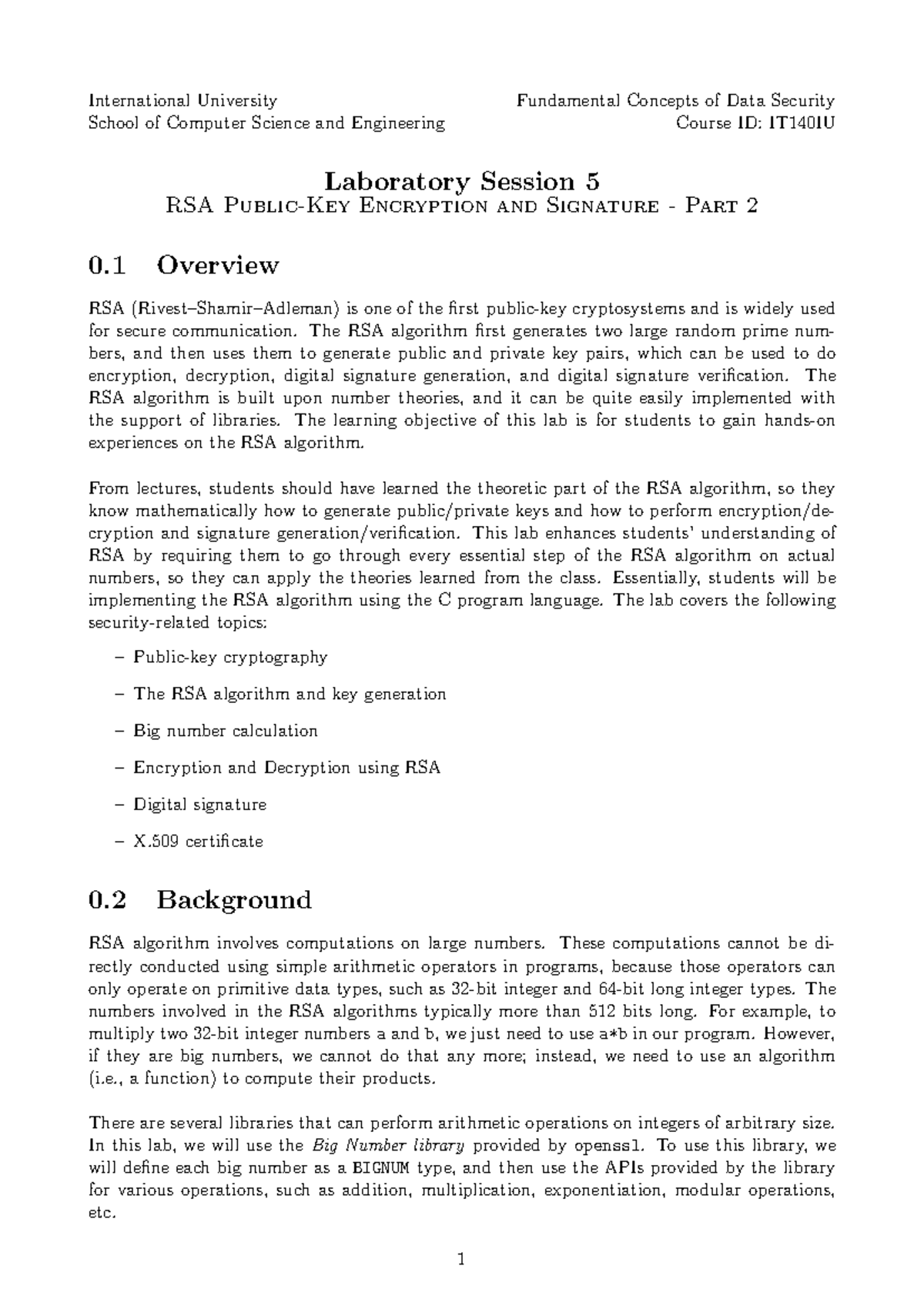 FCo DS Lab RSA Encryption Signature part2 - International University ...
