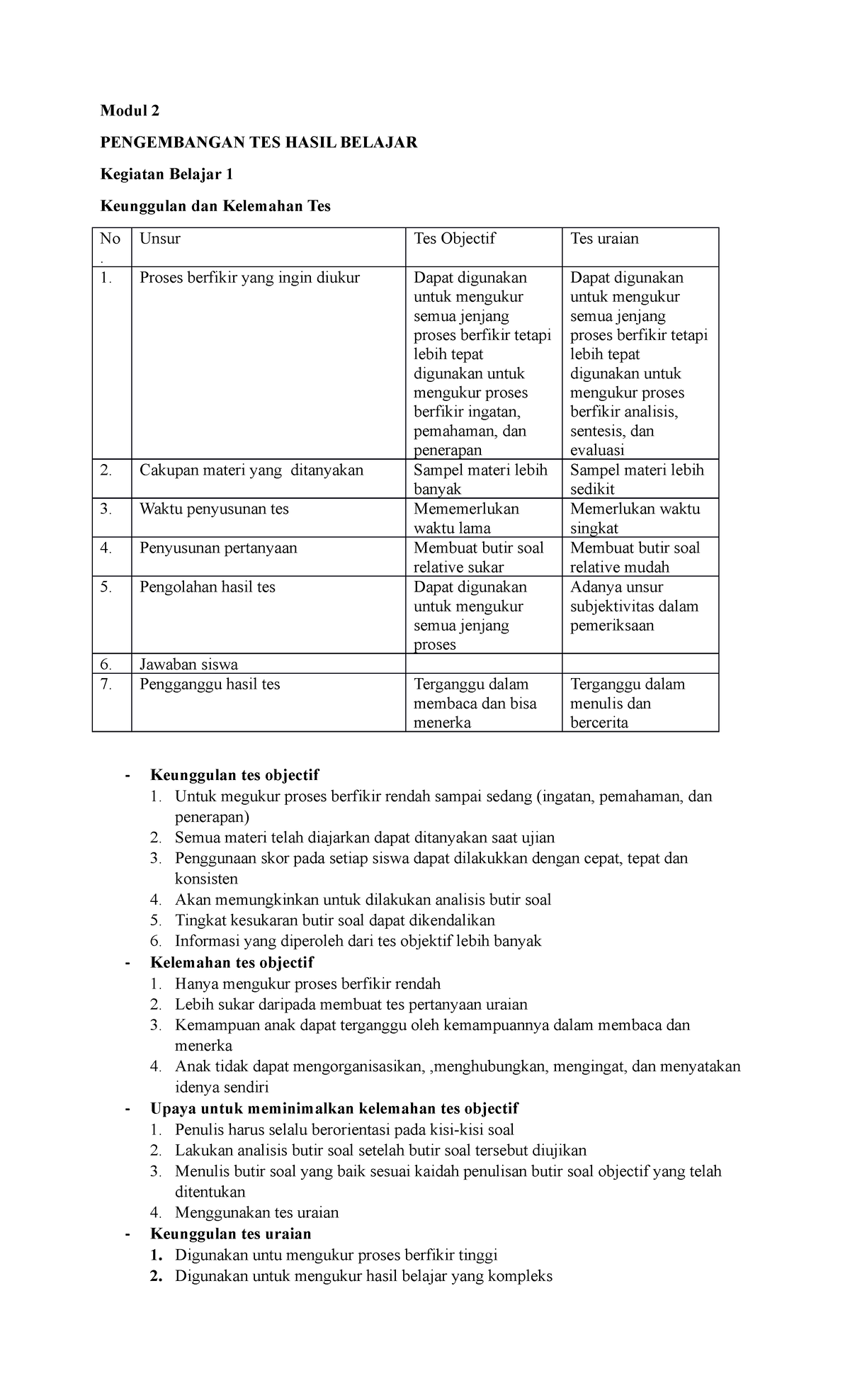 Modul 2 Evaluasi Pembelajaran - Modul 2 PENGEMBANGAN TES HASIL BELAJAR ...