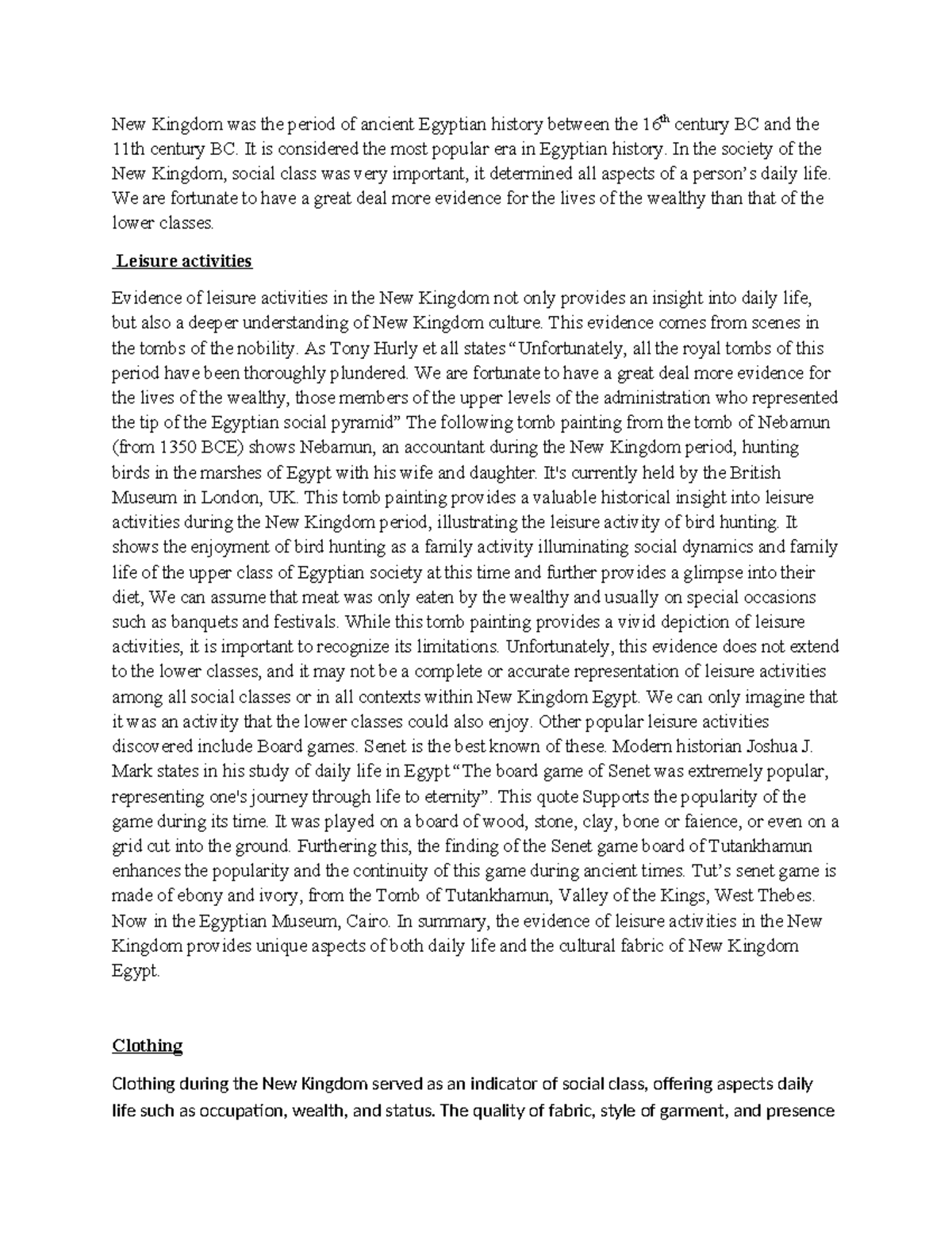 Ancient history HSC New Kingdom egypt New Kingdom was the period of