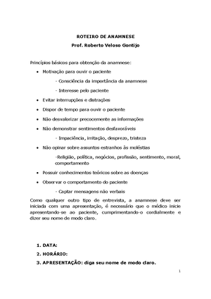 Roteiro de Anamnese, PDF, Especialidades médicas