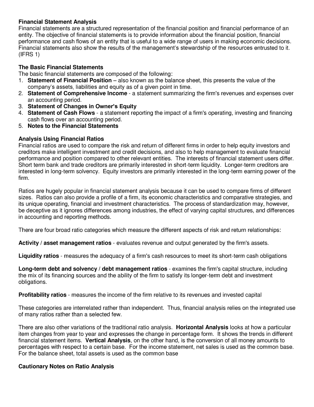 Financial Statement Analysis - Financial Statement Analysis Financial ...