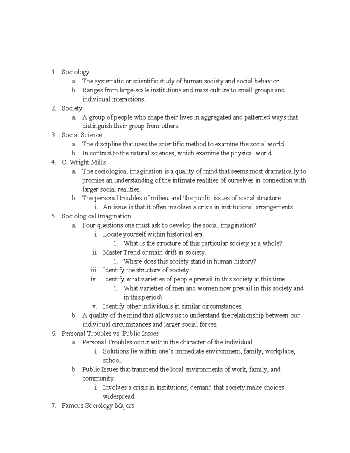 Socio Notes - 1. Sociology A. The Systematic Or Scientific Study Of 