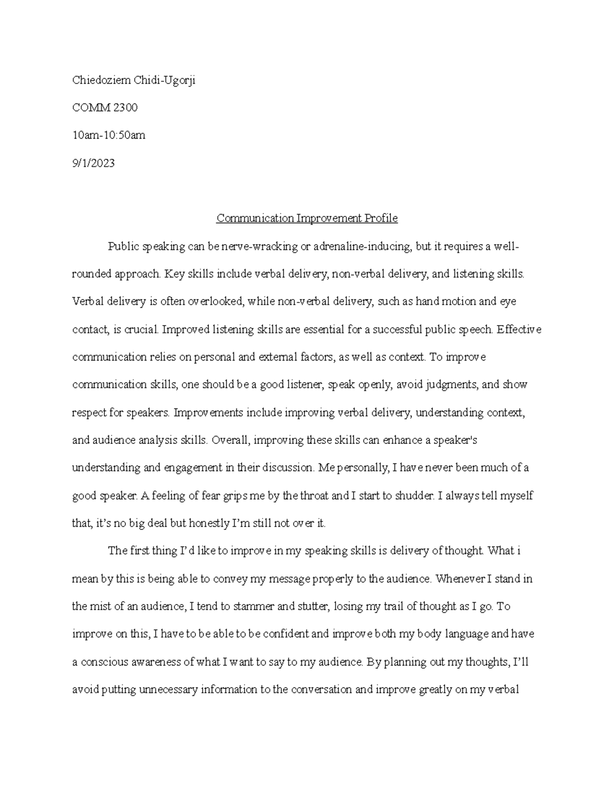 Untitled document - Communication Improvement Profile - Chiedoziem ...