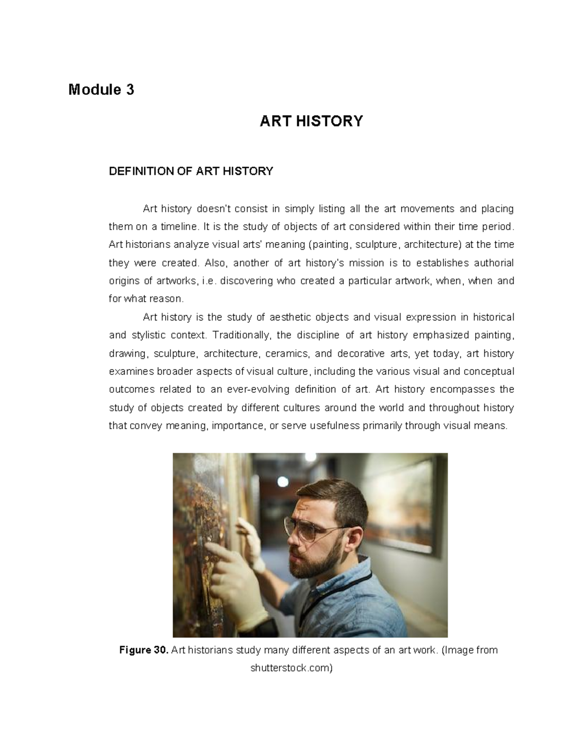 AA Module 3 asdsad Module 3 ART HISTORY DEFINITION OF ART HISTORY
