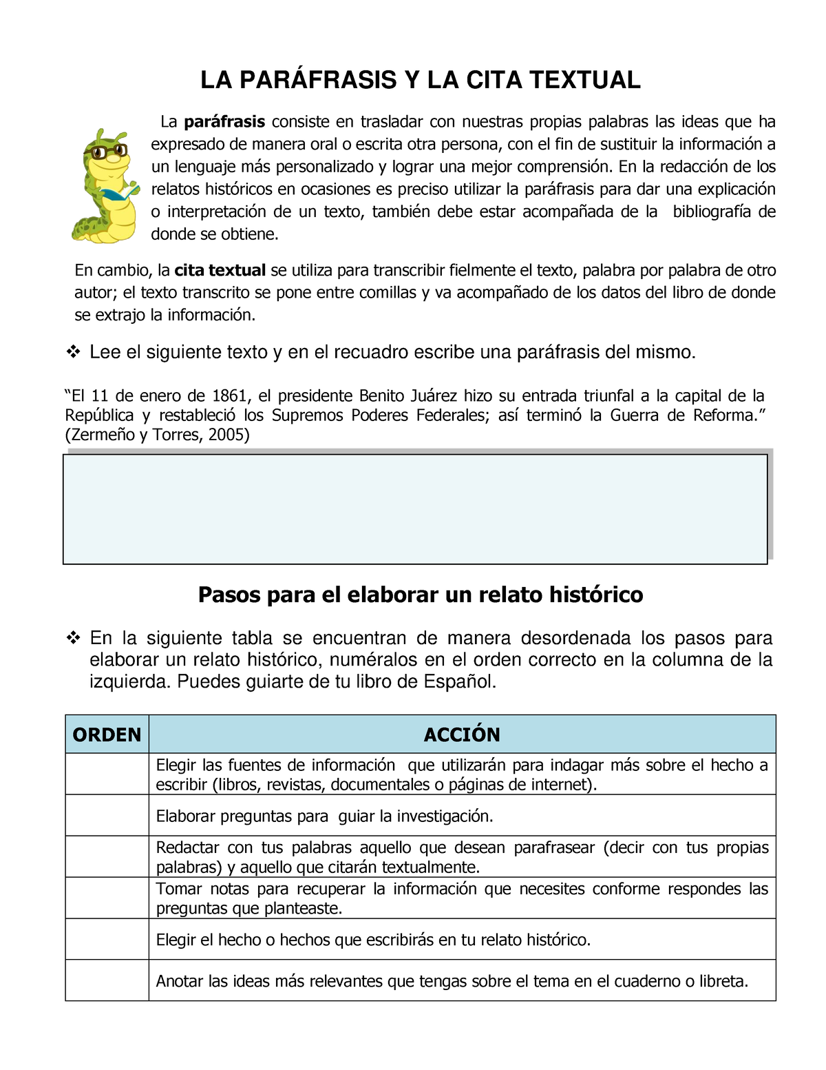 Actividades Enero La Par Frasis Y La Cita Textual La Par