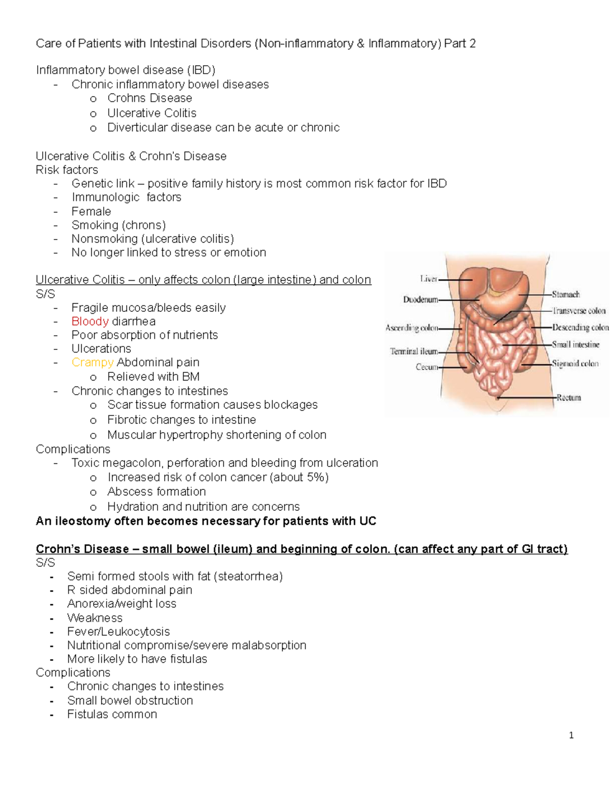 intestinal disorders part 2 - Inflammatory bowel disease (IBD ...