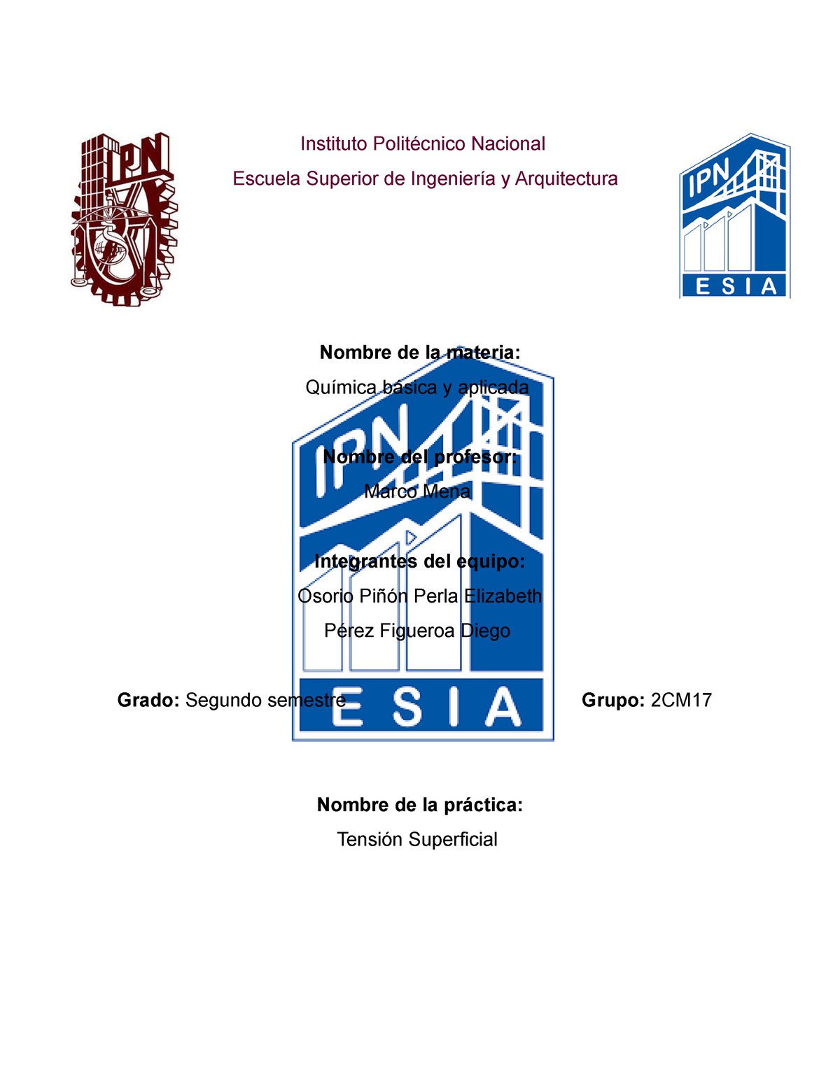 Practica De Tension Superficial - Instituto Politécnico Nacional ...