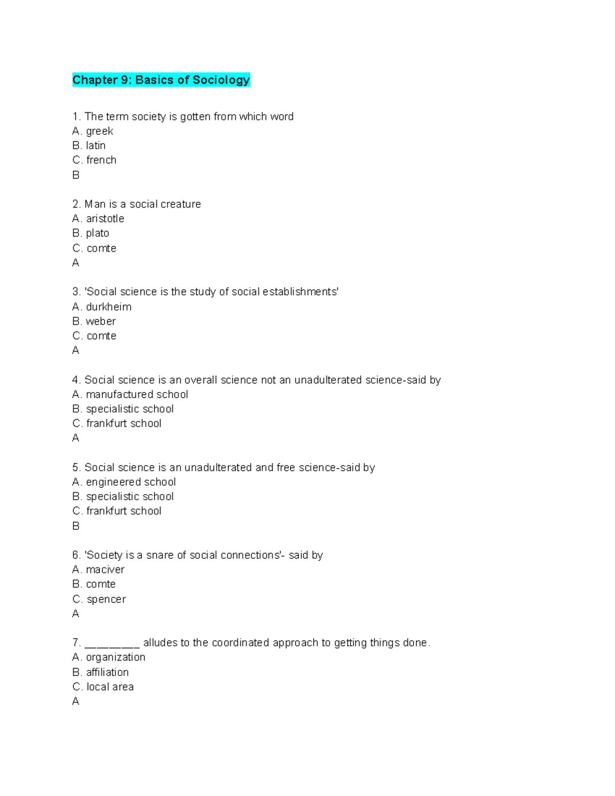 Chapter 9 Basics Of Sociology - Chapter 9: Basics Of Sociology The Term ...