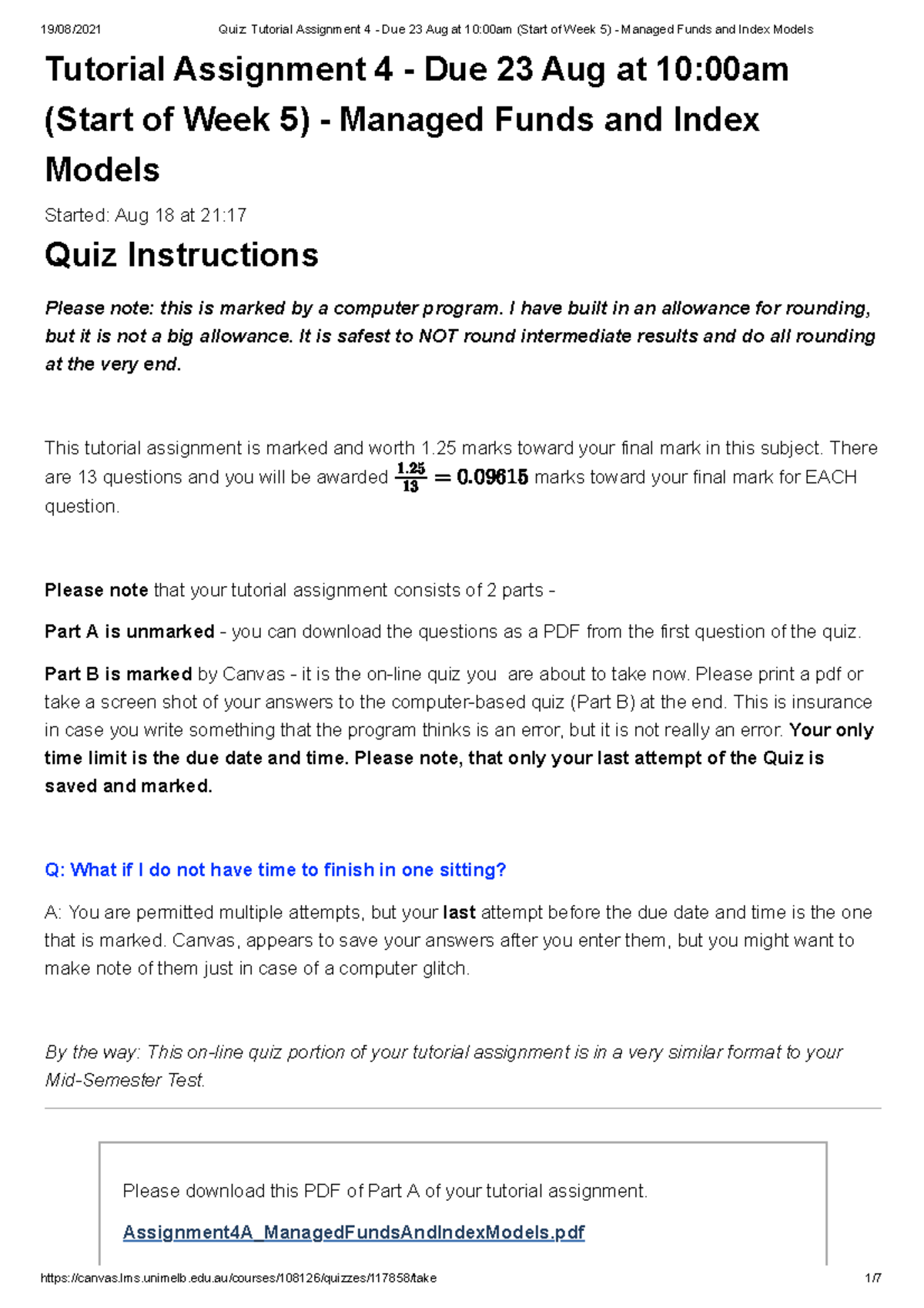 Assignment 4 investments [corrected - II] - Tutorial Assignment 4 - Due ...