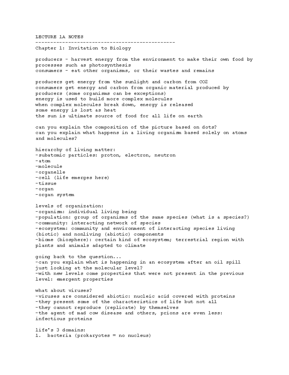 Notes on 11 lectures - LECTURE 1A NOTES - Chapter 1: Invitation to ...