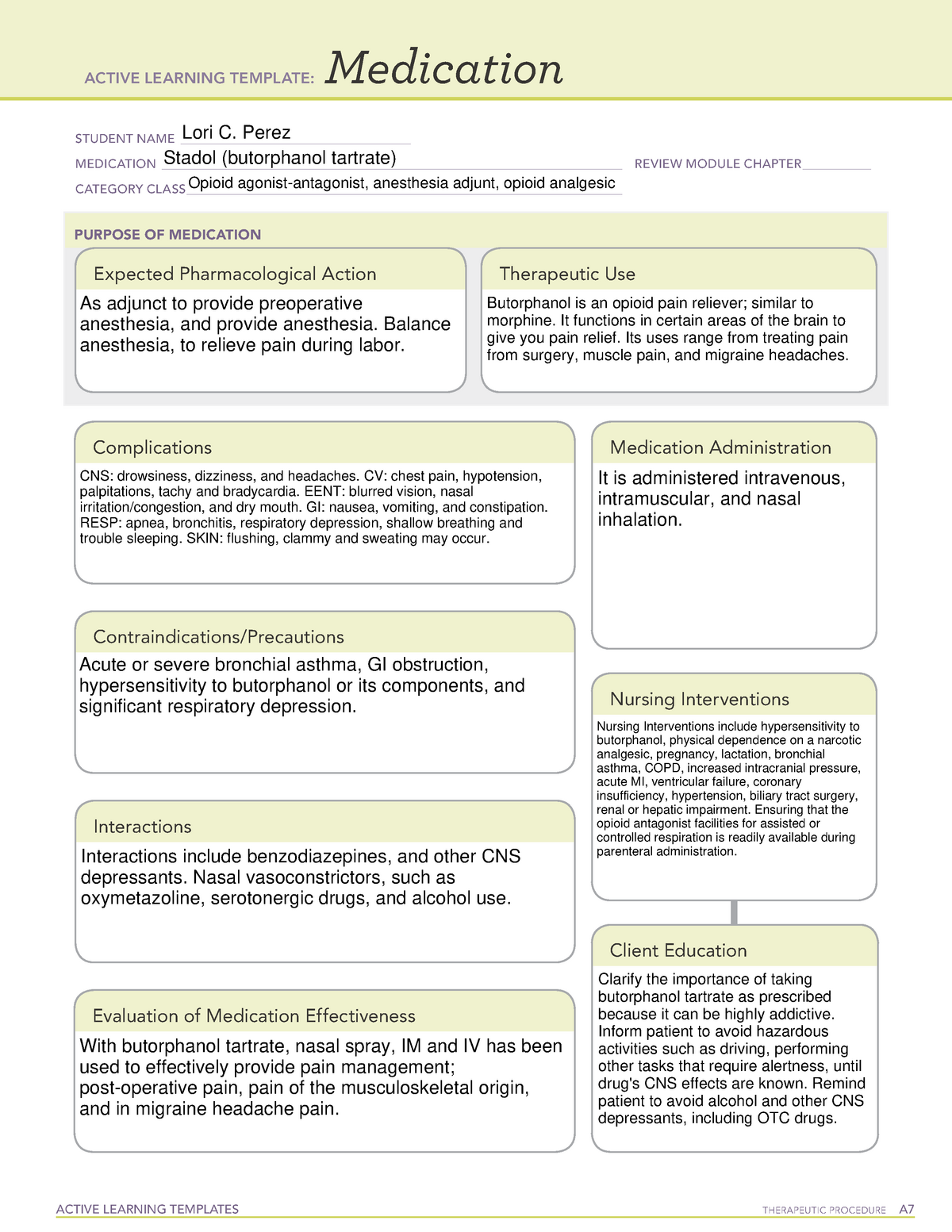 Med Card - Butorphanol - Completed template - ACTIVE LEARNING TEMPLATES ...