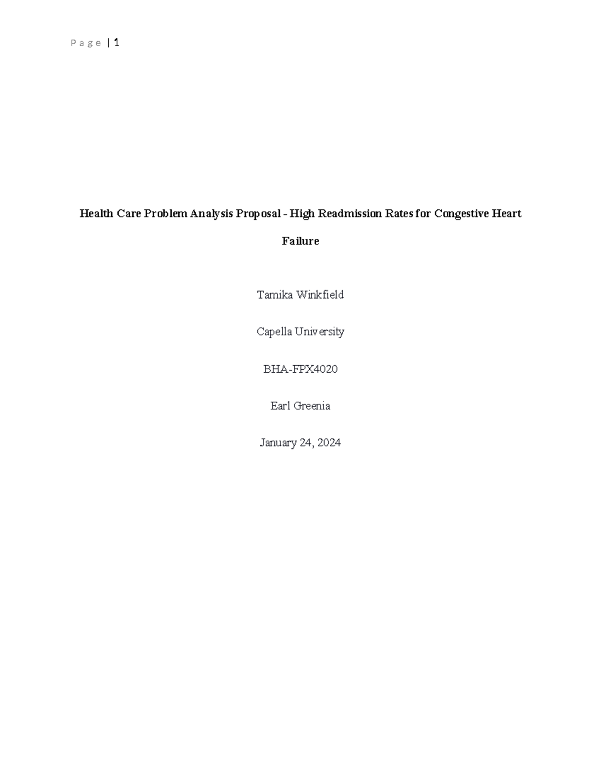 Health Care Problem Analysis Proposal - - Studocu