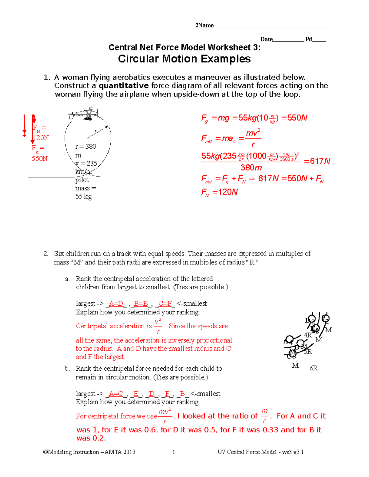 Circular motion w3 answers 2Name Date Pd Central Net Force Model