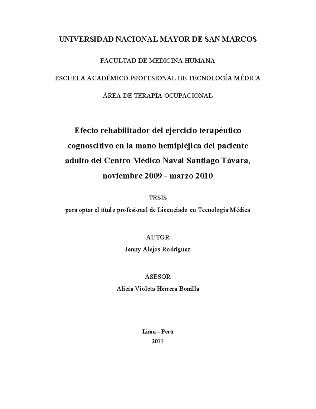 Hacer el Lotca - Tesis sobre el EFECTO REHABILITADOR DEL EJERCICIO ...