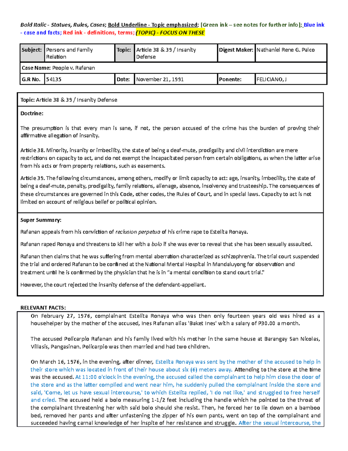 Palco Philippines v. Rafanan Bold Italic Statues, Rules, Cases