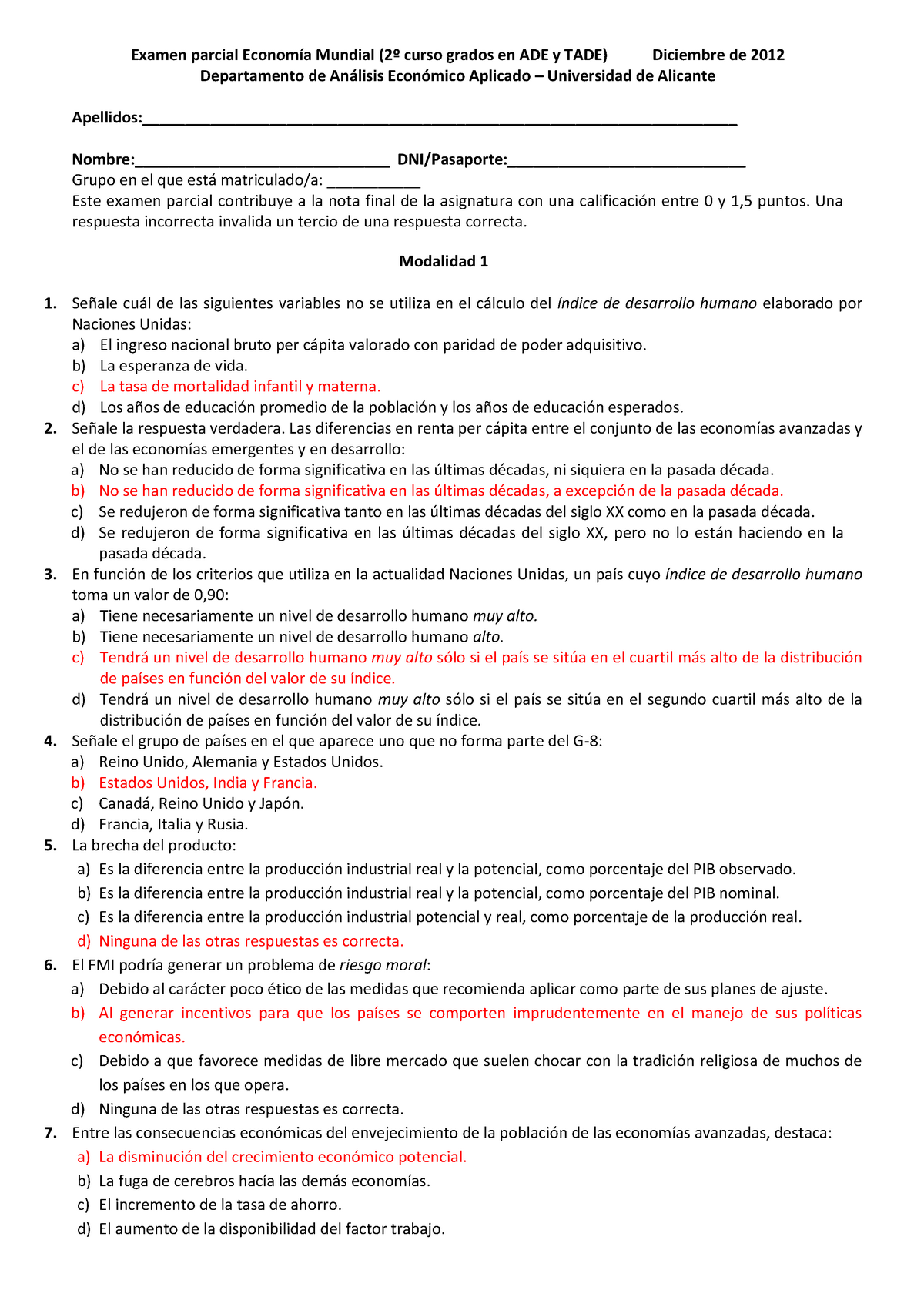 Examen Resuelto. Diciembre 2013 - Examen Parcial Economía Mundial (2º ...