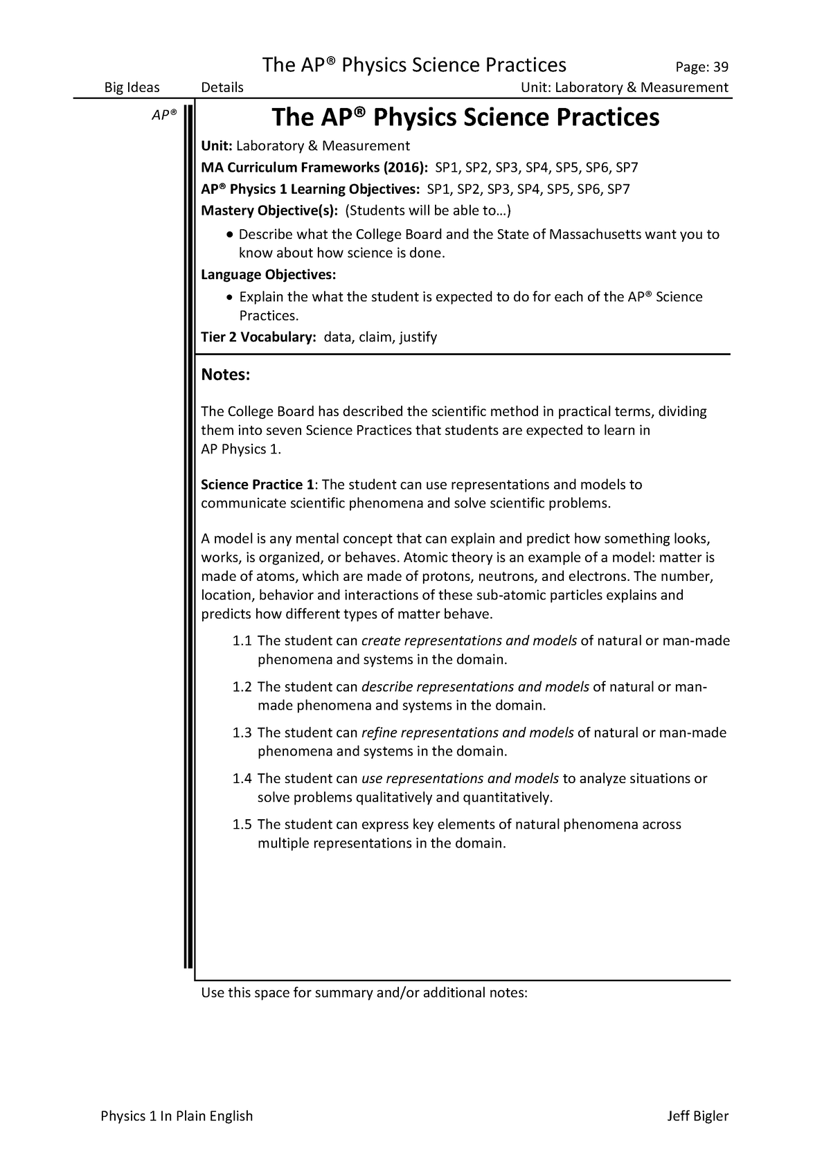 Physics Summary Notes Week 4 - The AP® Physics Science Practices Page ...