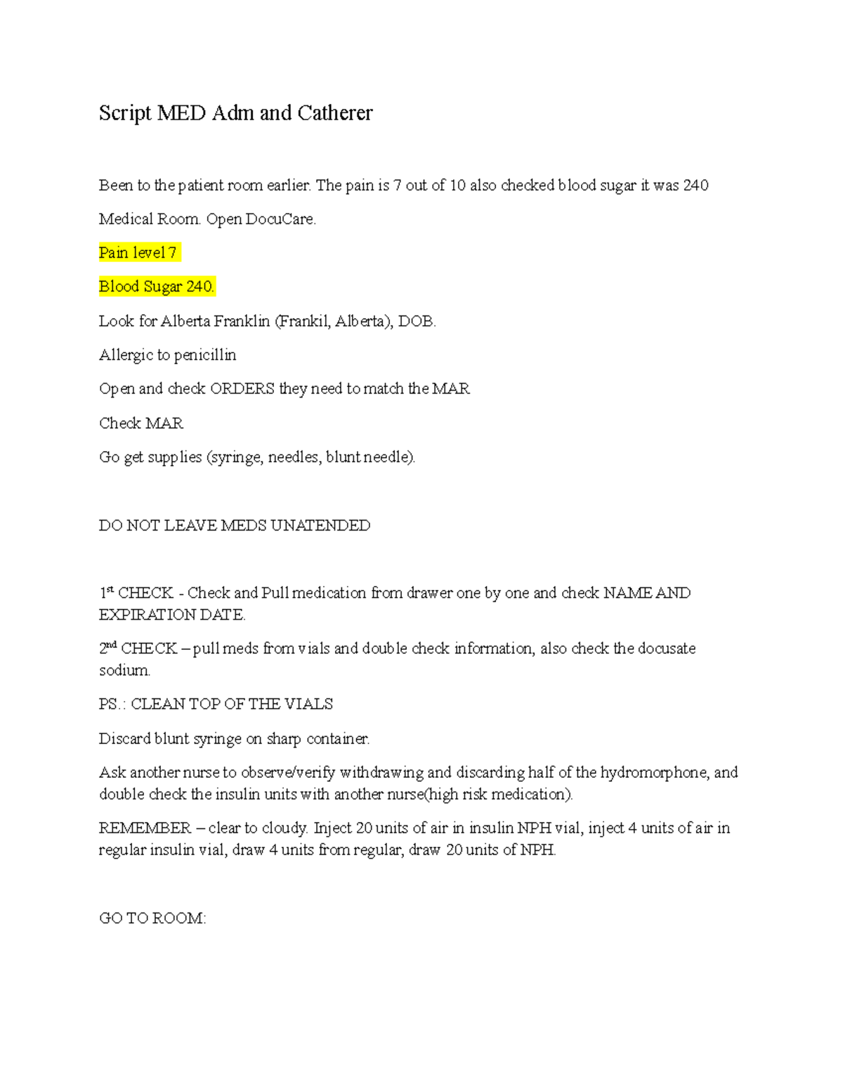 Script MED Adm and Cath - Script MED Adm and Catherer Been to the ...