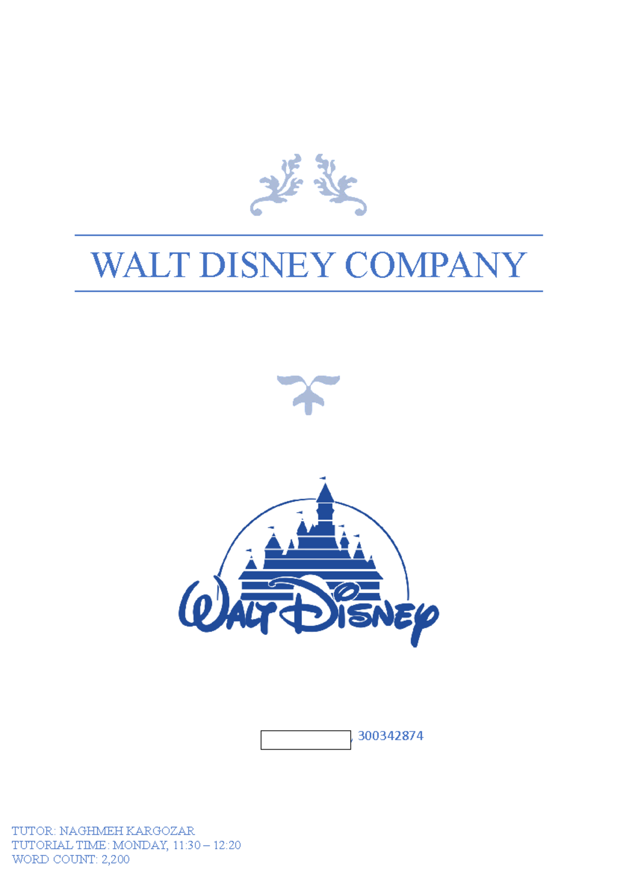 assignment on walt disney company