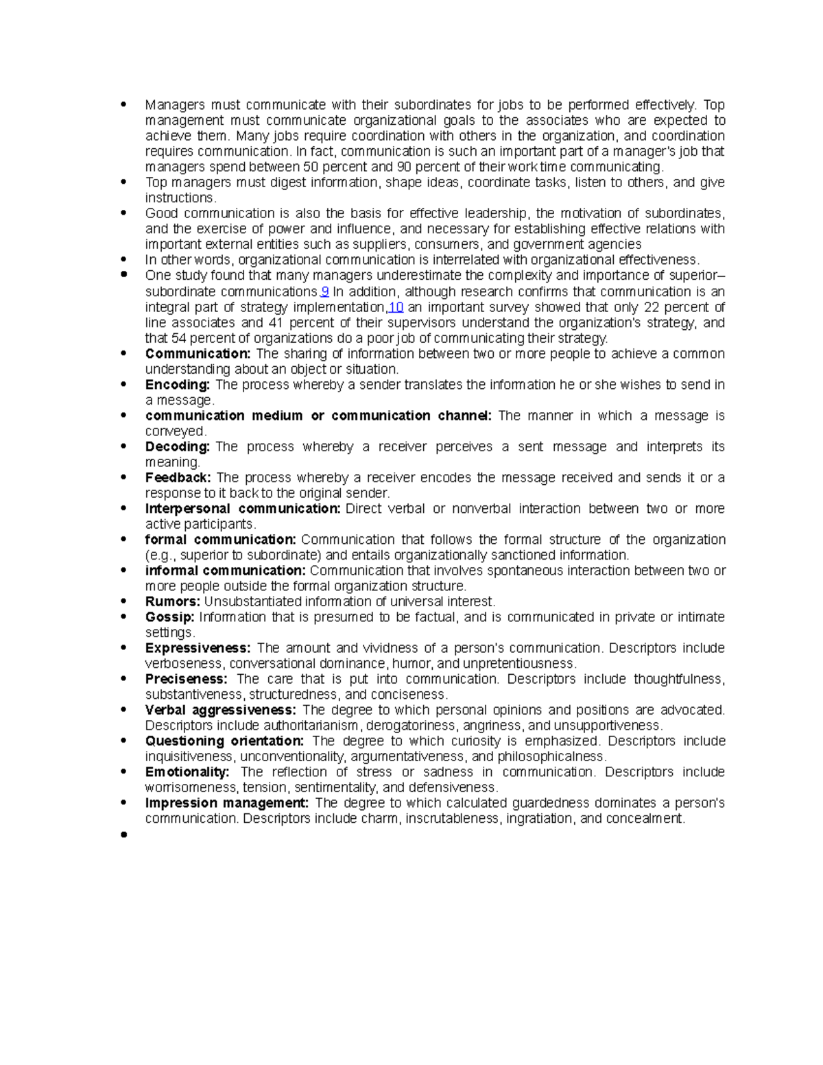 Chapter 9 - Notes - Managers must communicate with their subordinates ...