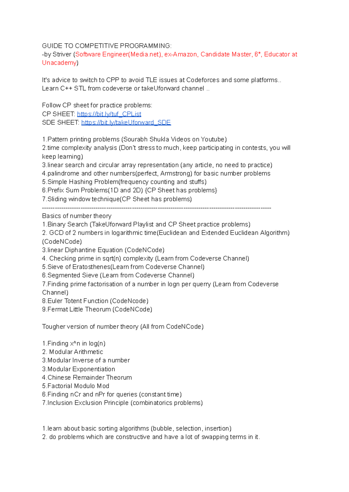 Guide TO Competitive Programming - GUIDE TO COMPETITIVE PROGRAMMING ...
