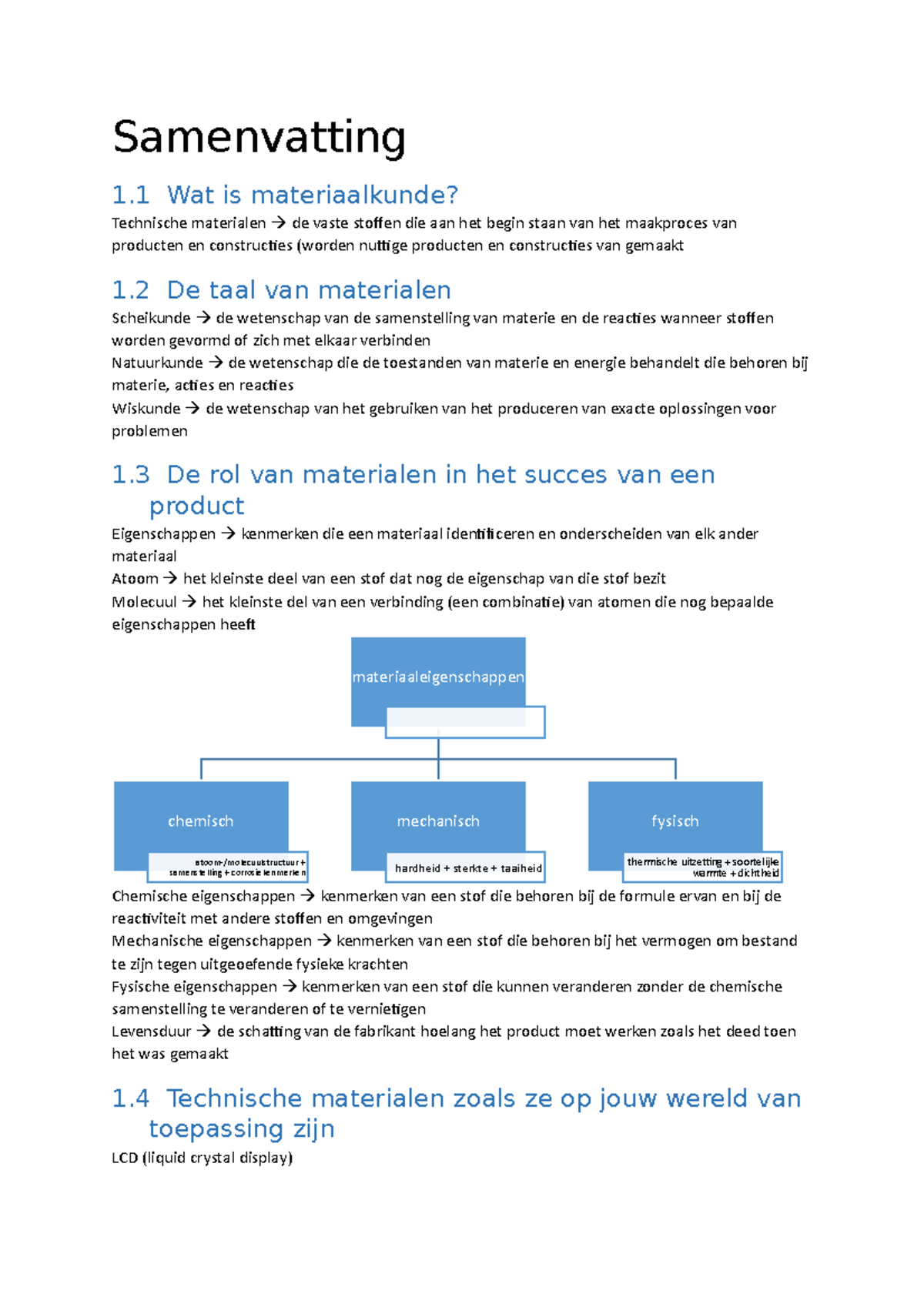 Samenvatting - Materiaalkunde - Samenvatting 1 Wat Is Materiaalkunde ...